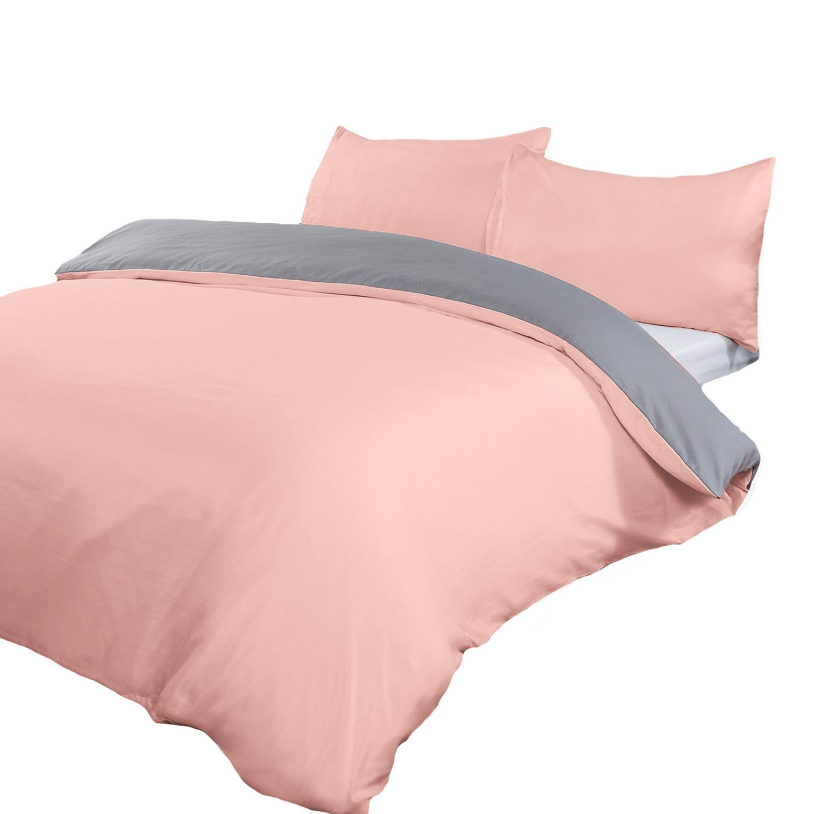 Brentfords Reversible Blush Grey Duvet Cover with Pillowcase Pink Bedding Set
