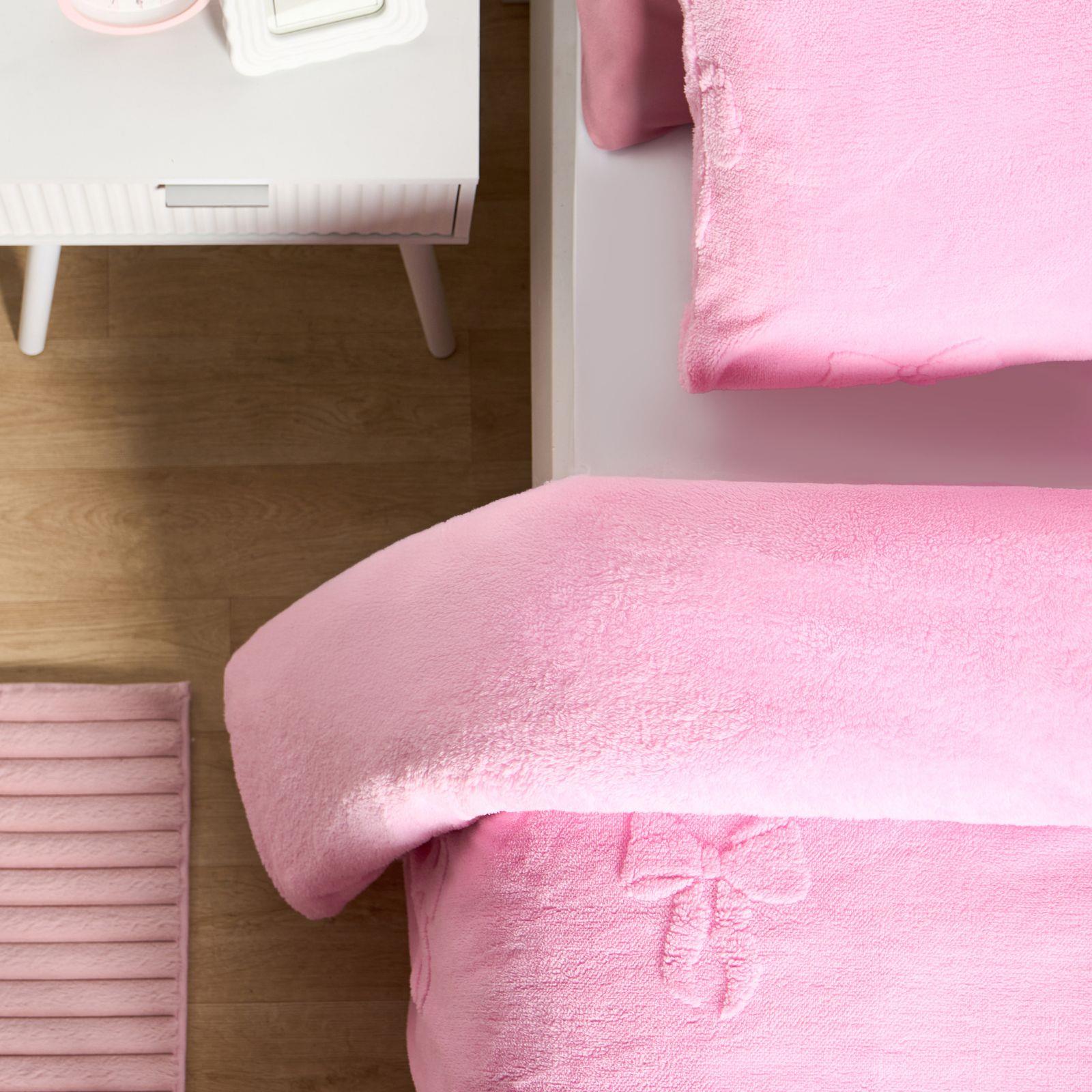 OHS Bow Tufted Bedding Set Teddy Fleece Super Soft Duvet Cover with Pillowcase