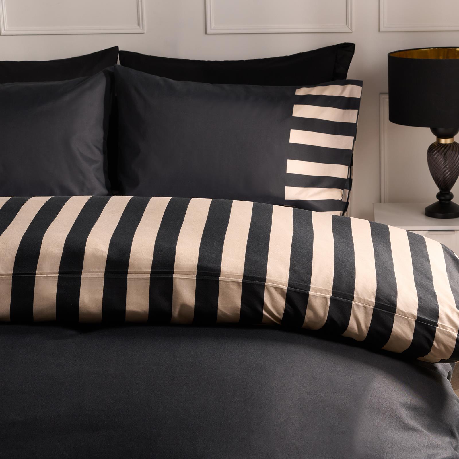 OHS Stripe Edge Bedding Set Microfibre Duvet Cover with Pillowcase