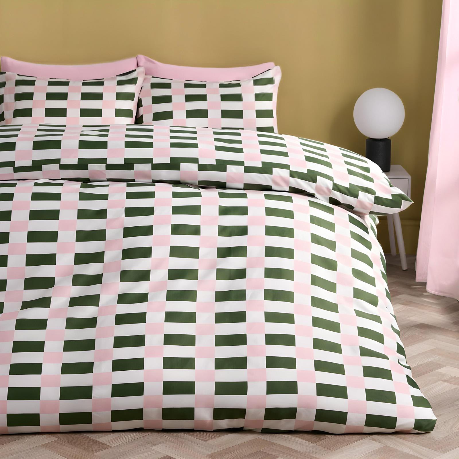 OHS Checkerboard Print Bedding Set Microfibre Duvet Cover with Pillowcase