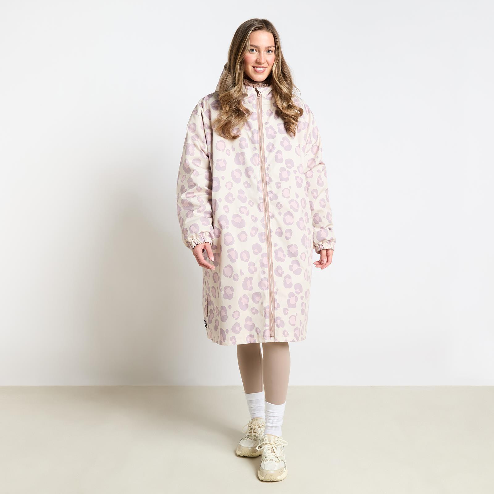 OHS Coat Drying Robe Animal Print Sherpa Lined Water Resistant Oversized