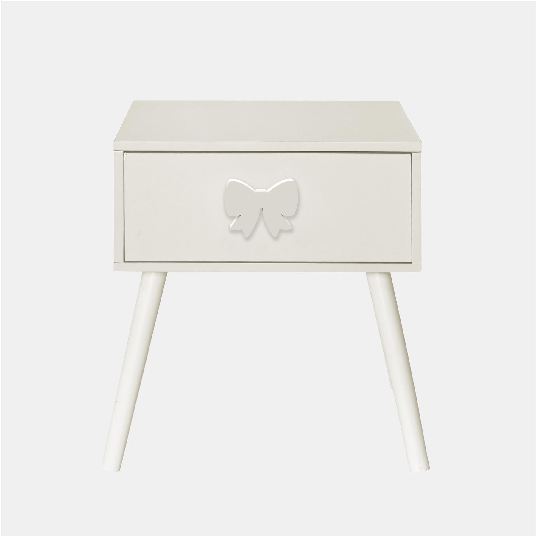 OHS Bow Decor Bedside Wood Nightstand 1 Drawer Storage Unit End Table Home Decor