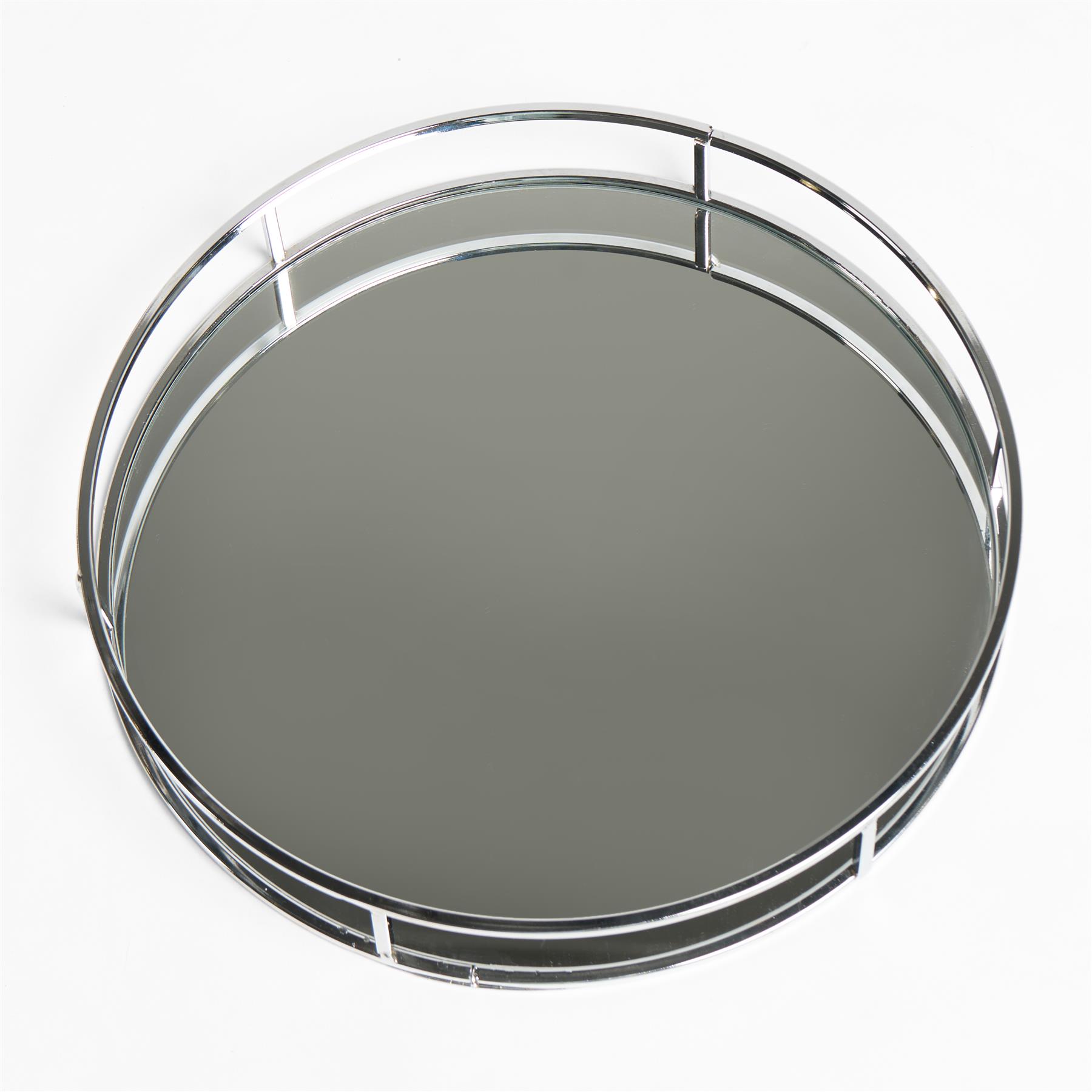 OHS Mirrored Serving Tray with Metal Frame Tealight Holder Vanity Display Plate