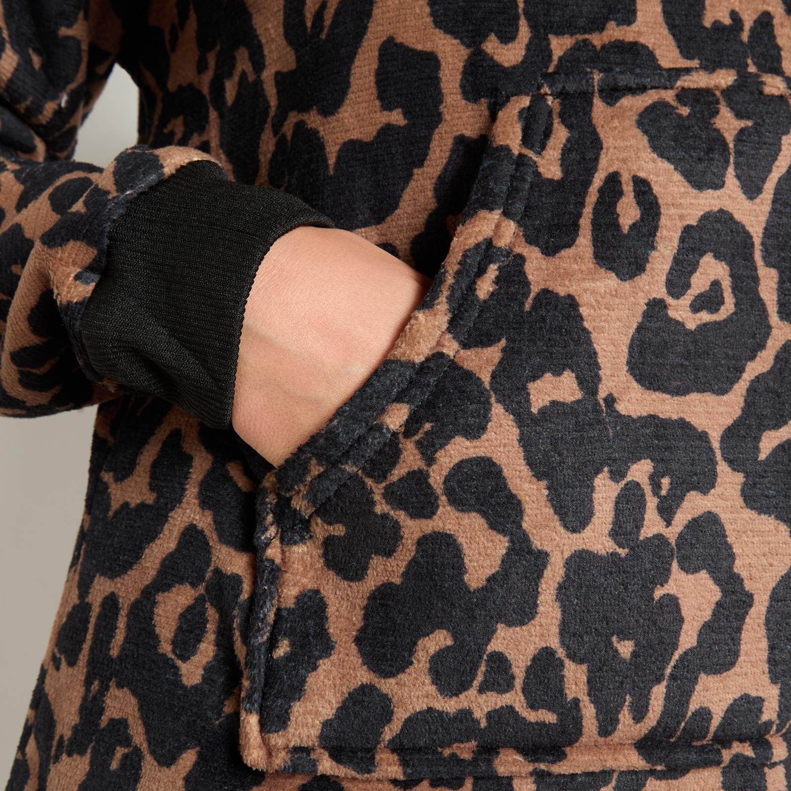 OHS Animal Print Loungewear Set Winter Sherpa Nightwear 2-Piece Hoodie Jogger