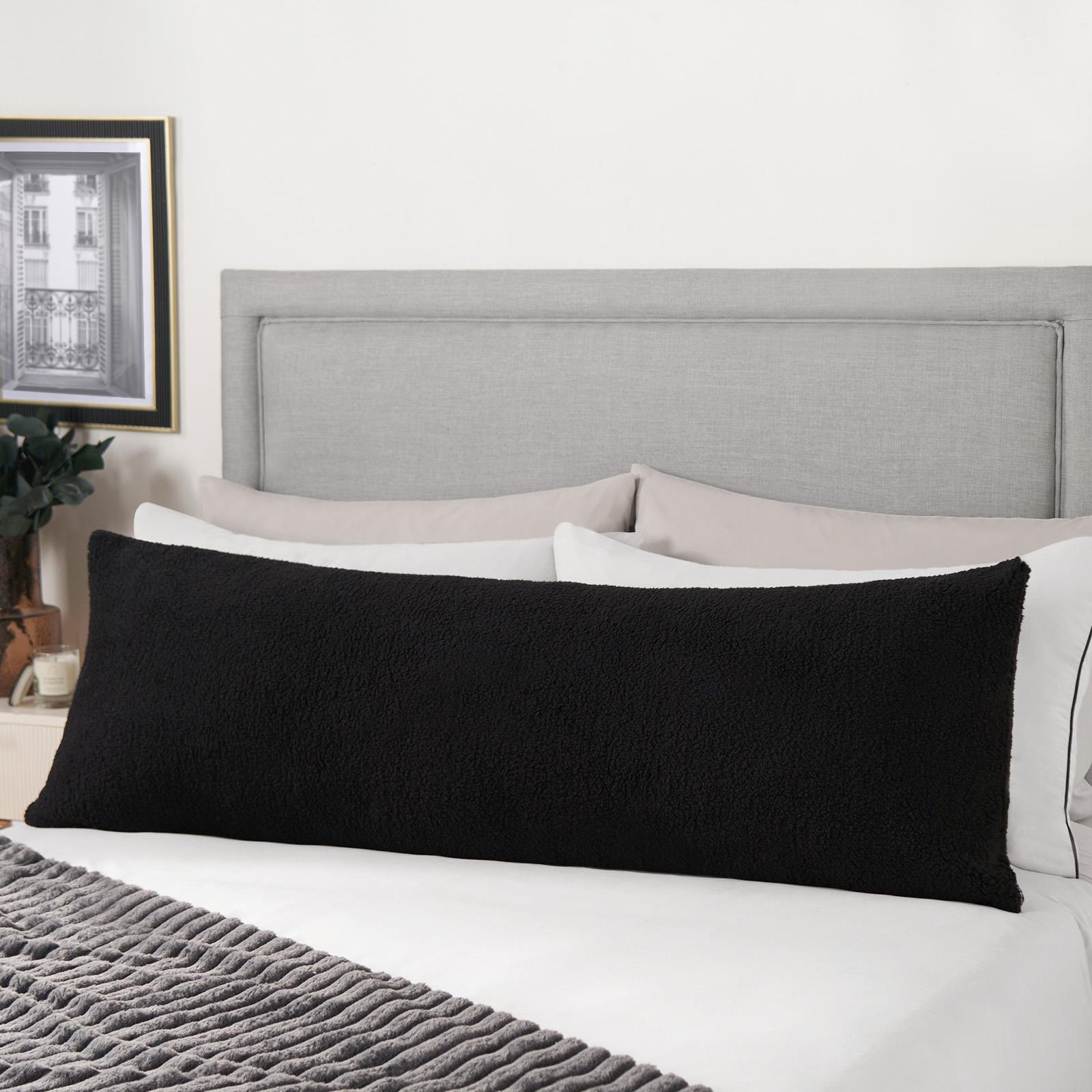 OHS Long Bolster Pillow Teddy Fleece Body Neck Pregnancy Support Cushion