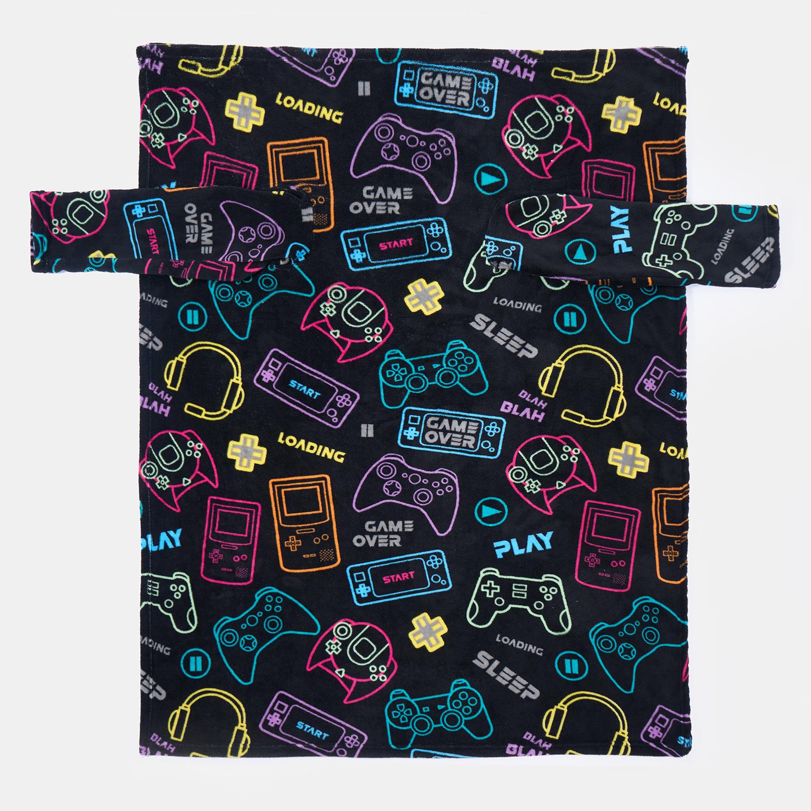 Kids Fleece Blanket with Sleeves Arms Wearable Supersoft Cosy Plush Warm Throw