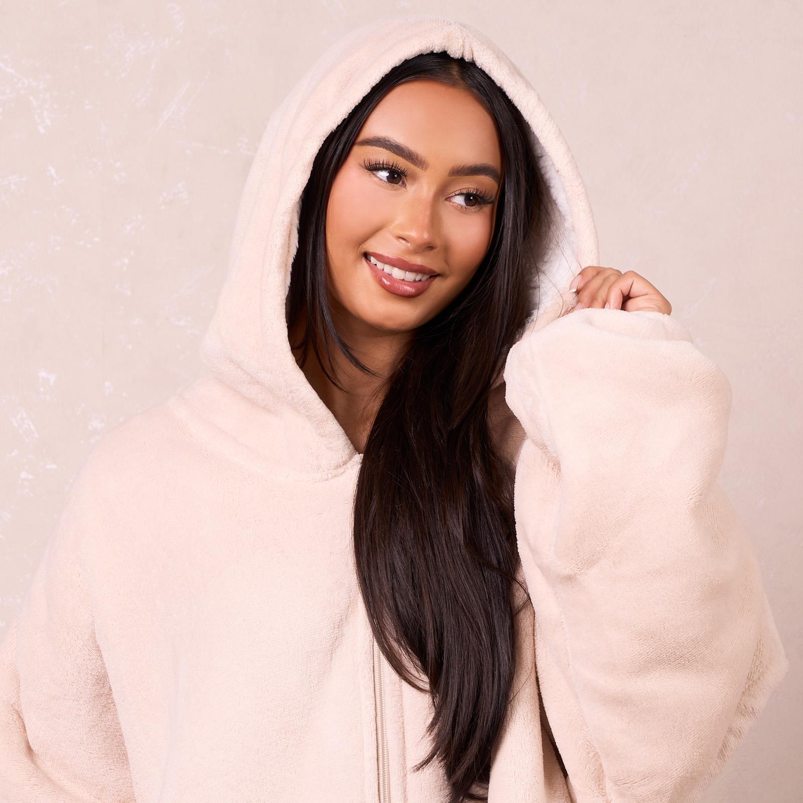 OHS Zip Up Hoodie Blanket Oversized Sherpa Fleece Thermal Sweatshirt Jumper