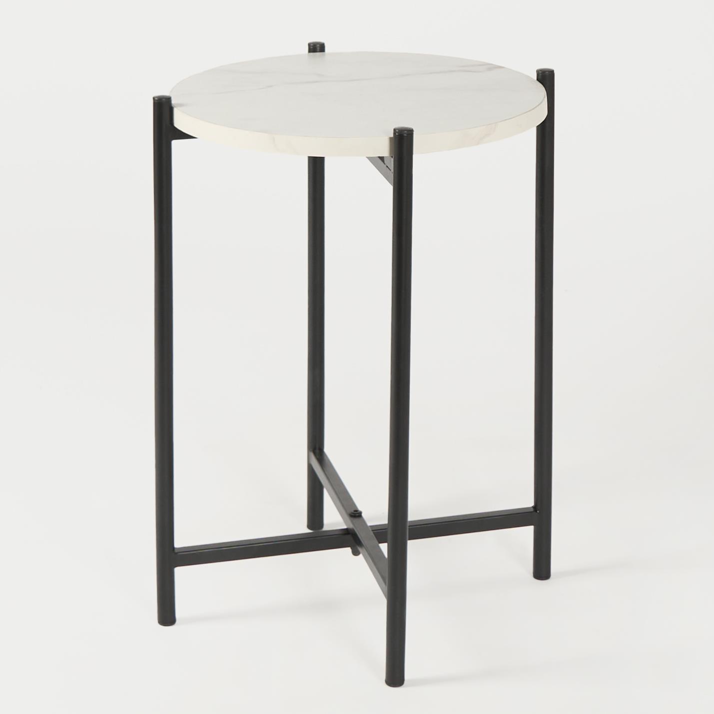 OHS Round Side Table Coffee End Tables with Metal Frame Decorative Nightstand