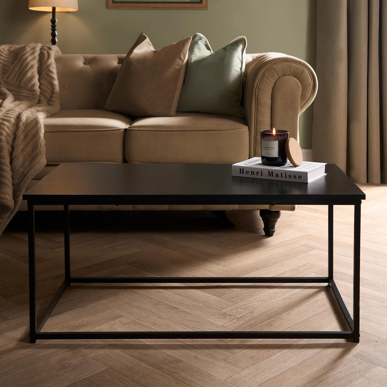 OHS Coffee Table Marble Bedside End Living Room Modern Metal Frame Home Decor
