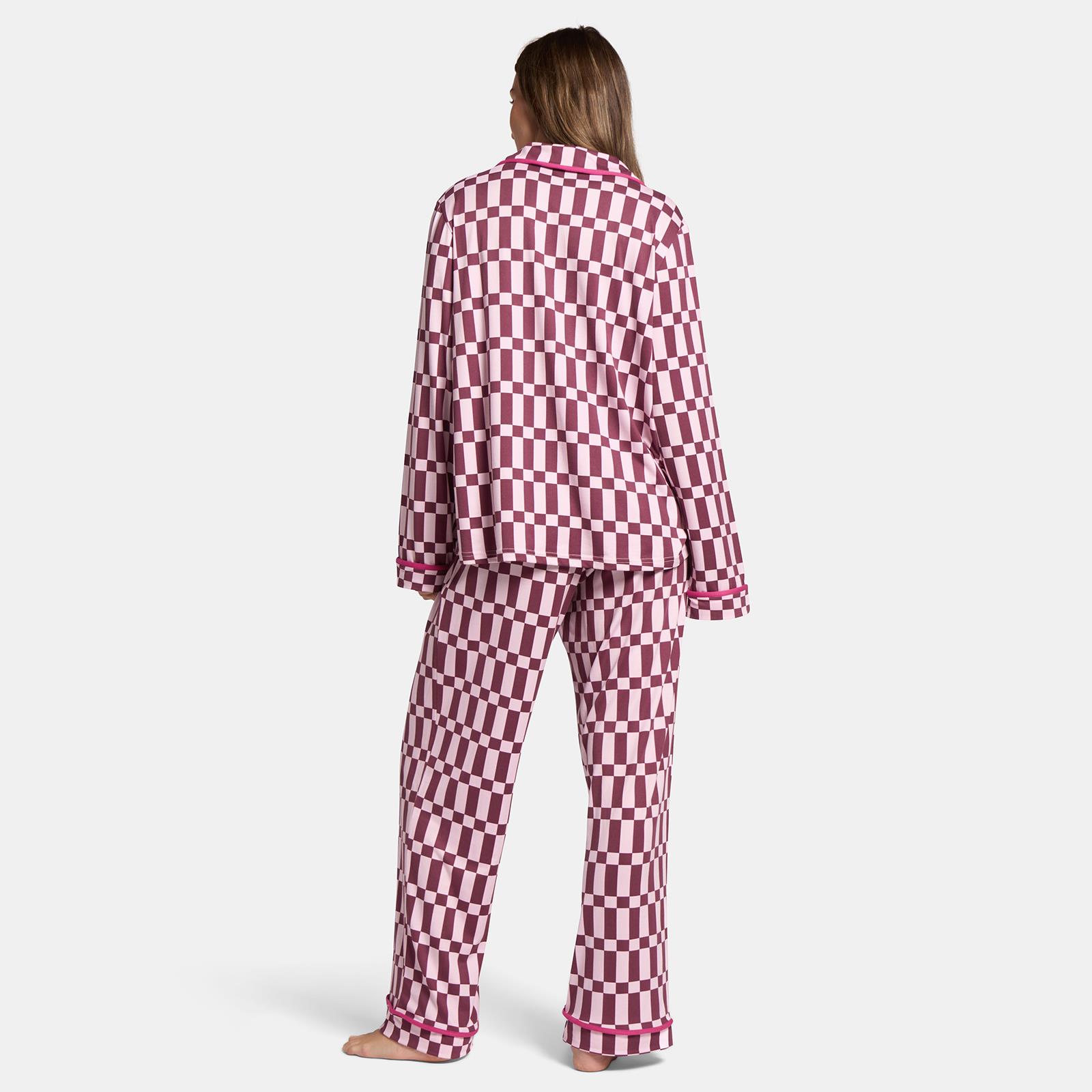 OHS Printed Piped Pyjama Set Jersey Button Through Nightwear Loungewear