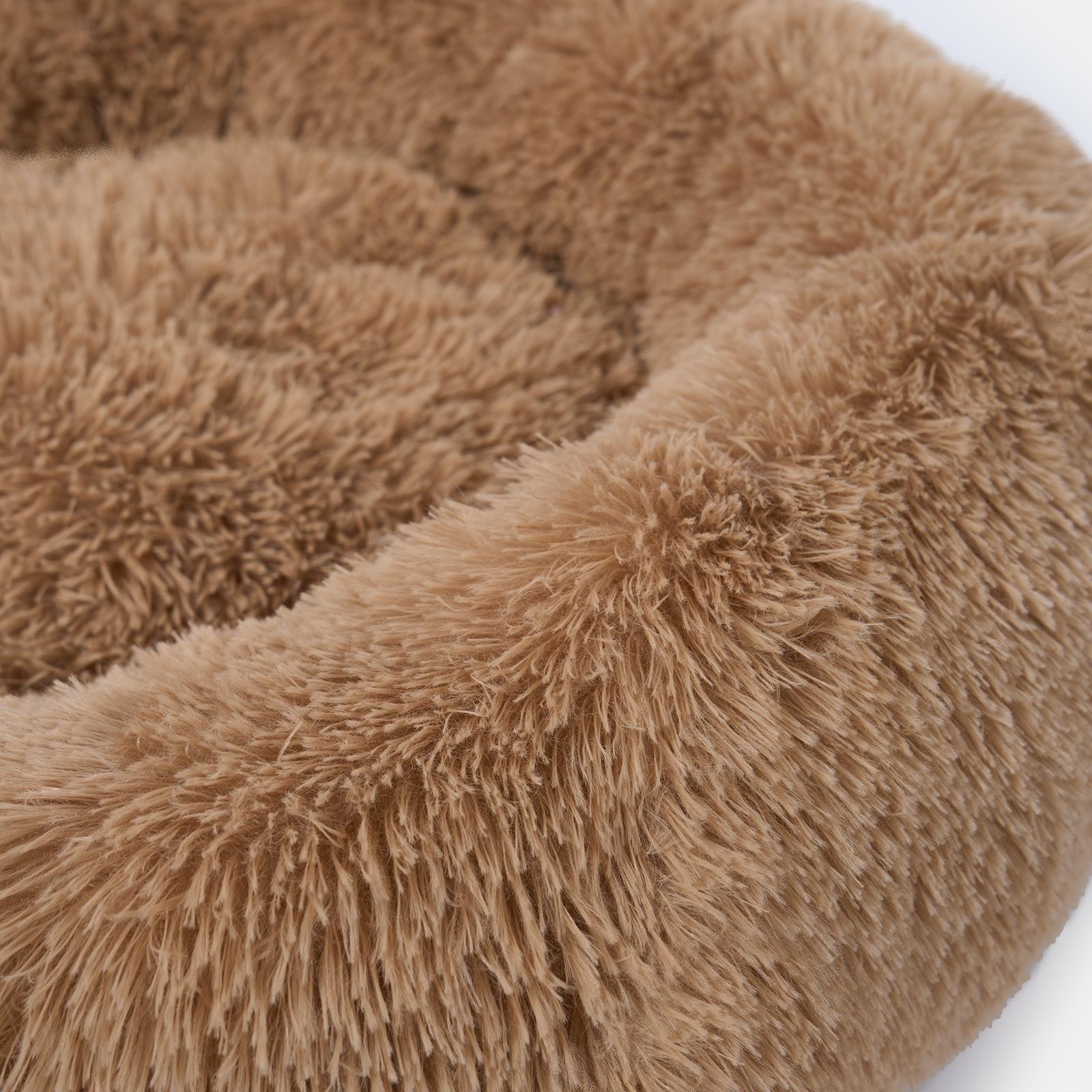 OHS Pet Bed Calming Fluffy Plush Fleece Dog Anti Anxiety Round Donut Washable