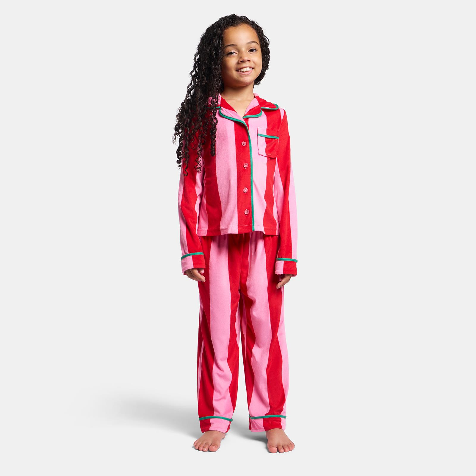 OHS Print Pyjama Set Button Through Soft Womens Kids Loungewear Nightwear