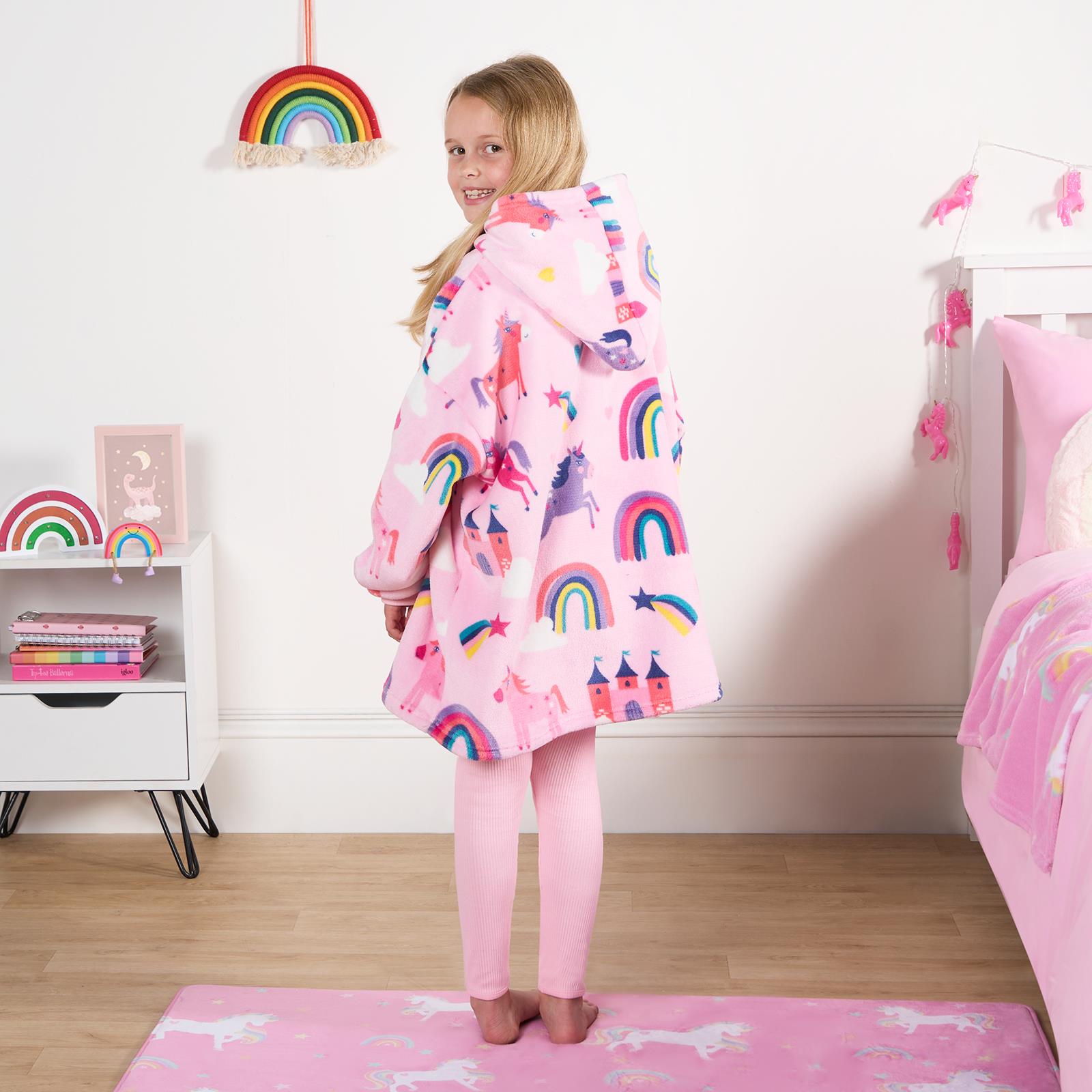 Kids Hoodie Blanket Oversized Sherpa Fleece Jumper Sweatshirt Soft Warm Throw - Picture 113 of 169