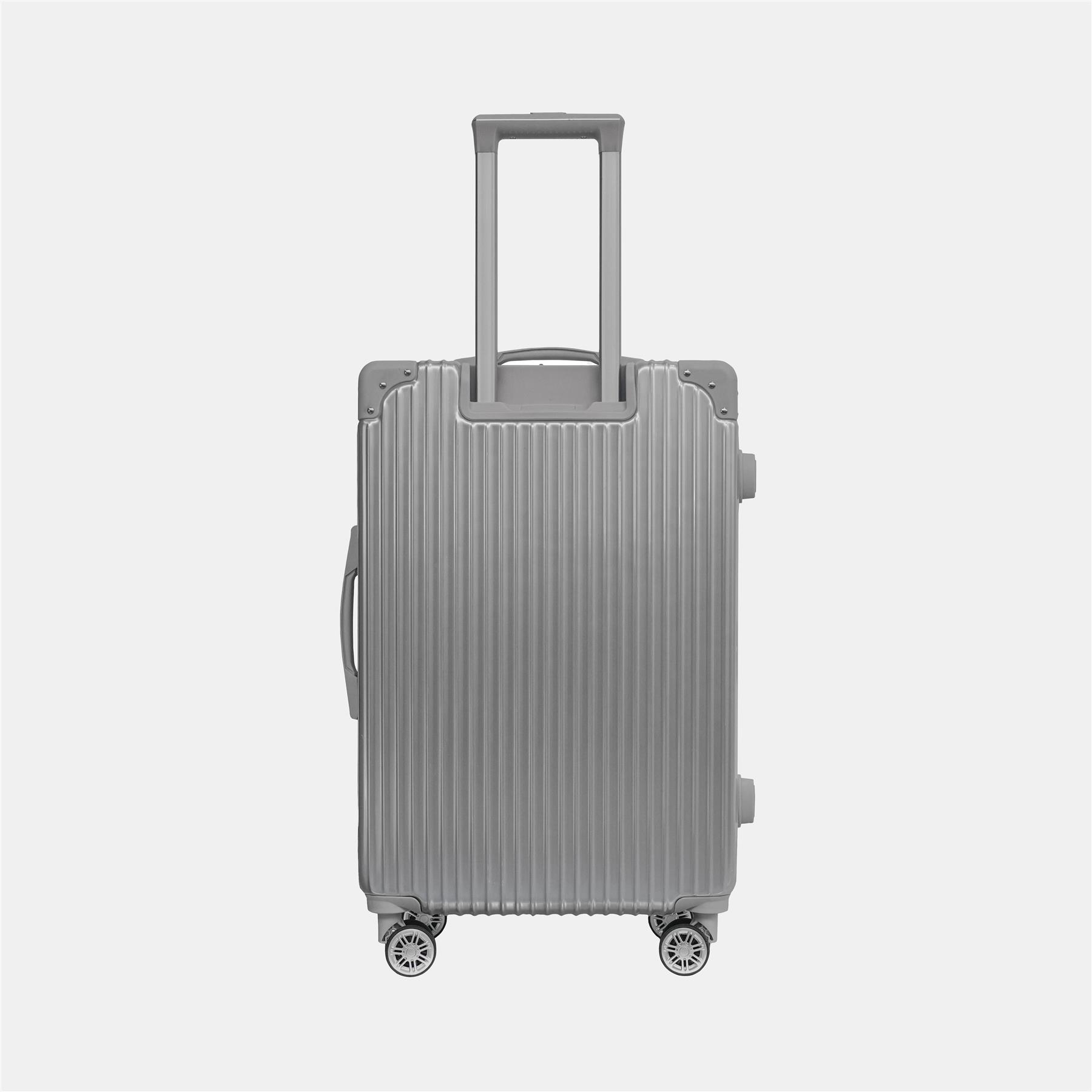 OHS Metallic Effect Suitcase Set 3-Piece Hard Shell Luggage 4 Wheel ABS