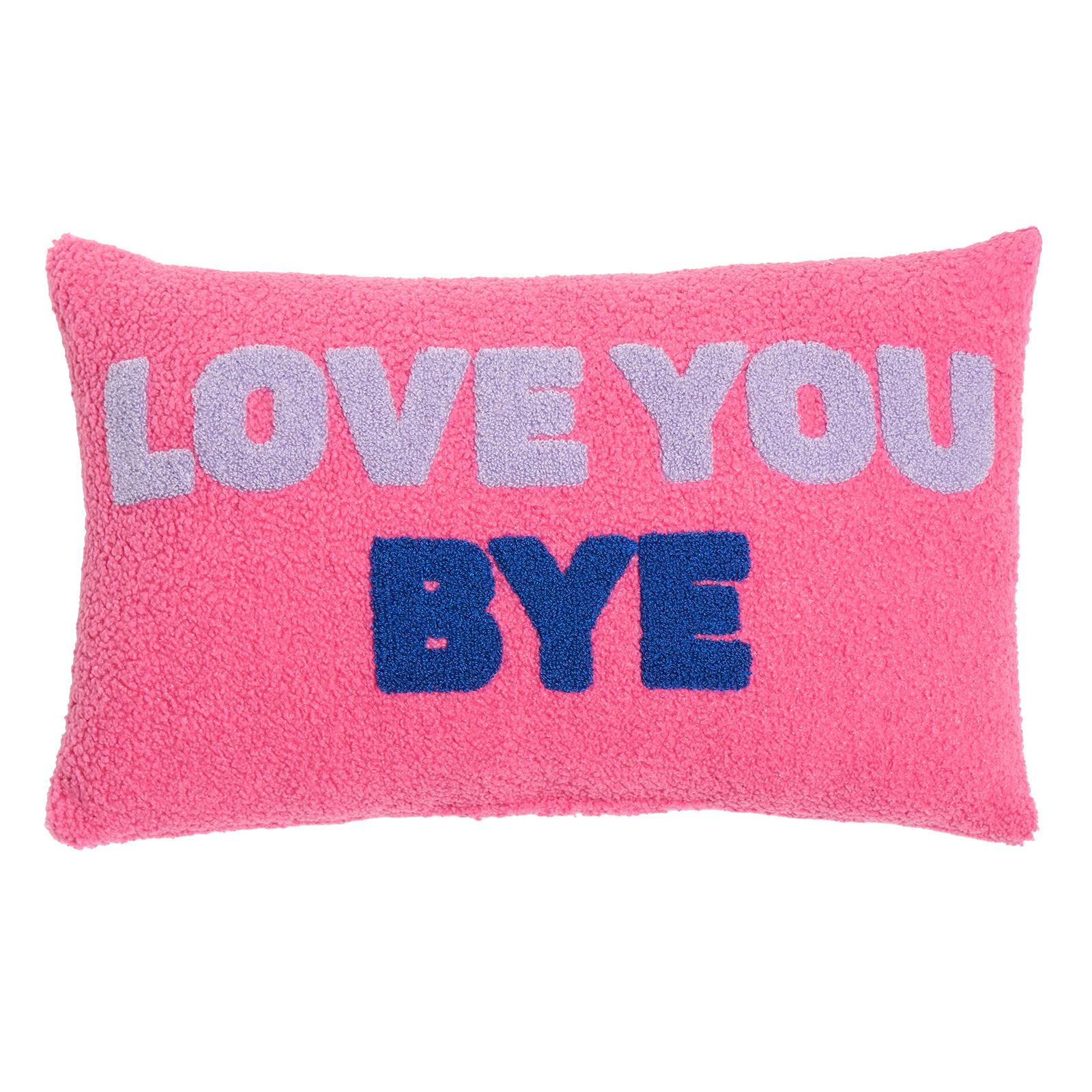 OHS Slogan Scatter Pillow Love You Bye Boucle Decor Filled Cushion Back Support