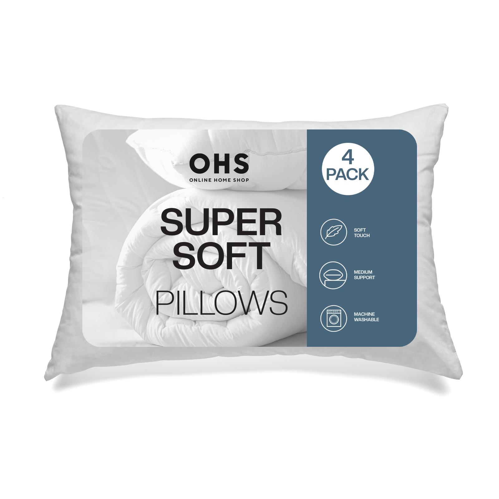 OHS Bounce Back Pillows Soft Touch Medium Support 2/4 Pack Luxury Bed Firm Hotel