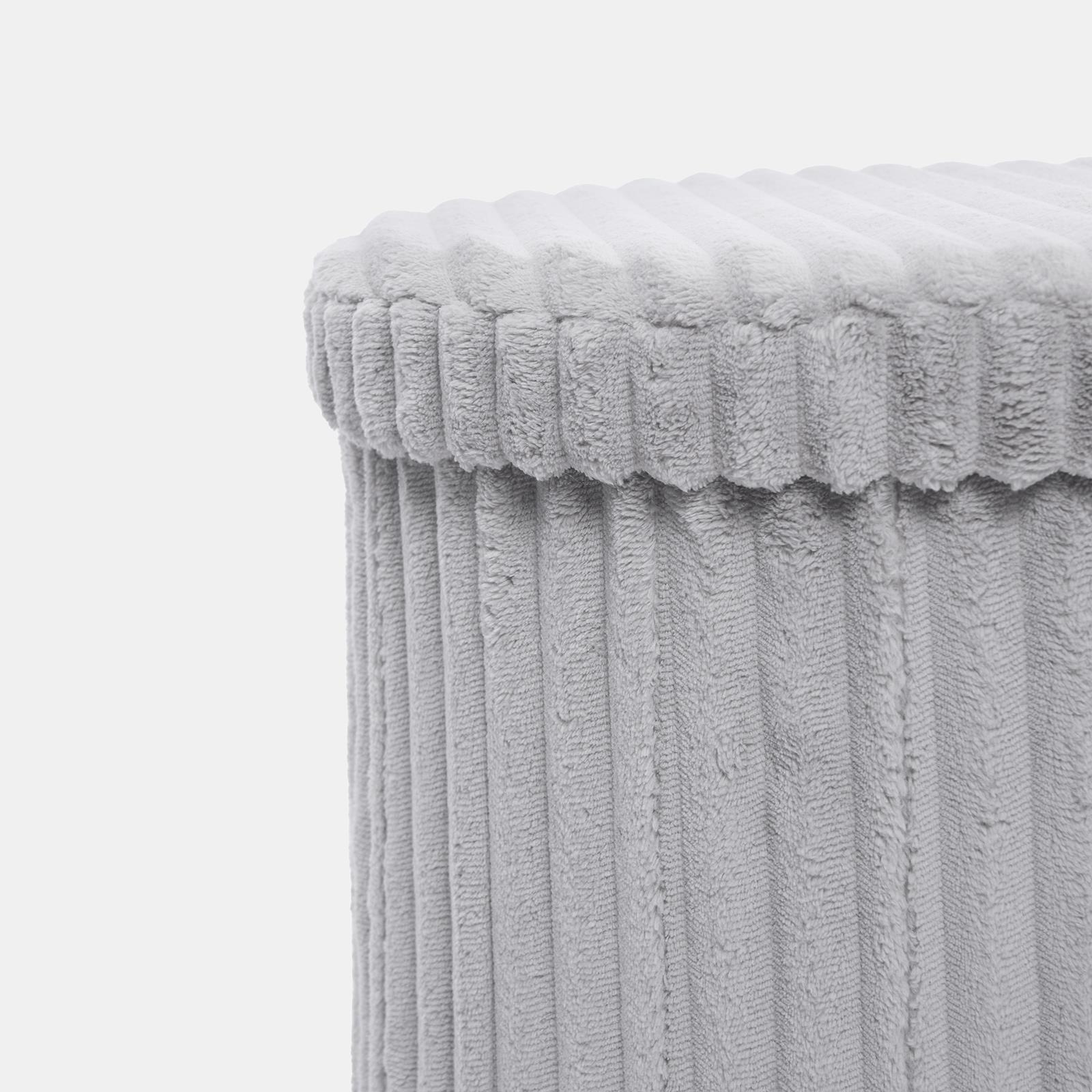 OHS Storage Box Lid Ottoman Folding Ribbed Fleece Footstool Tub Seat