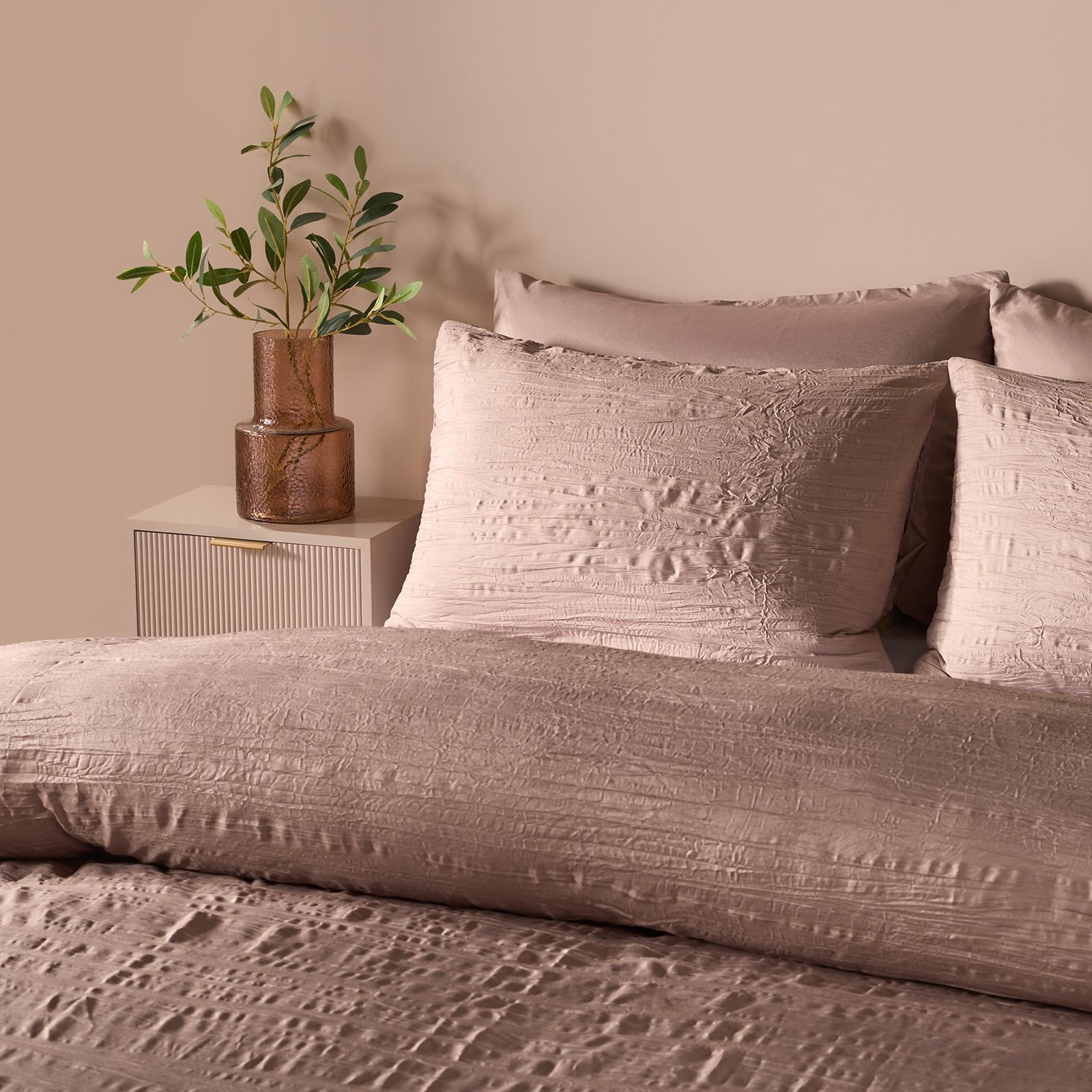 OHS Crinkle Bedding Set Textured Microfibre Duvet Cover with Pillowcase