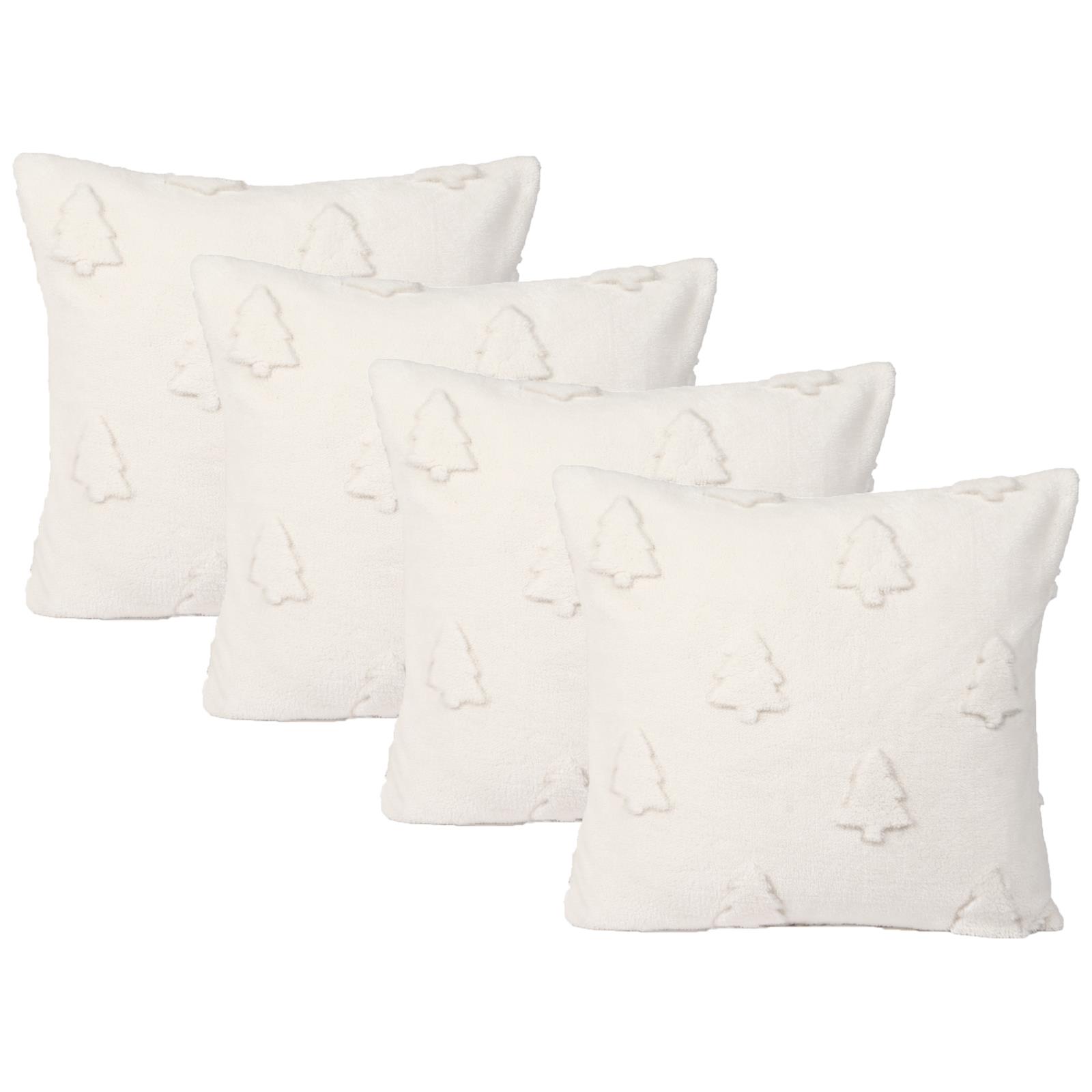 Winter Tree Cushion Covers 2/4 Sherpa Fleece Filled Plump Pads Christmas Home