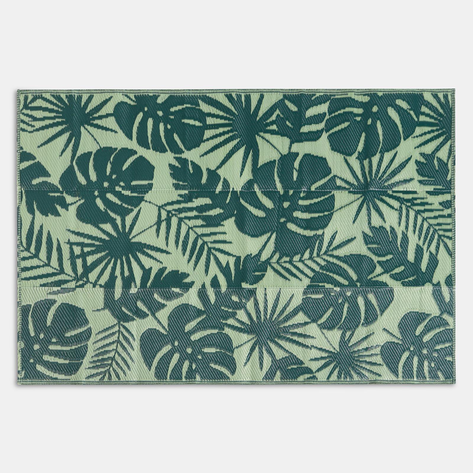 OHS Palm Print Garden Rug Outdoor Waterproof Area Mat Patio Decor