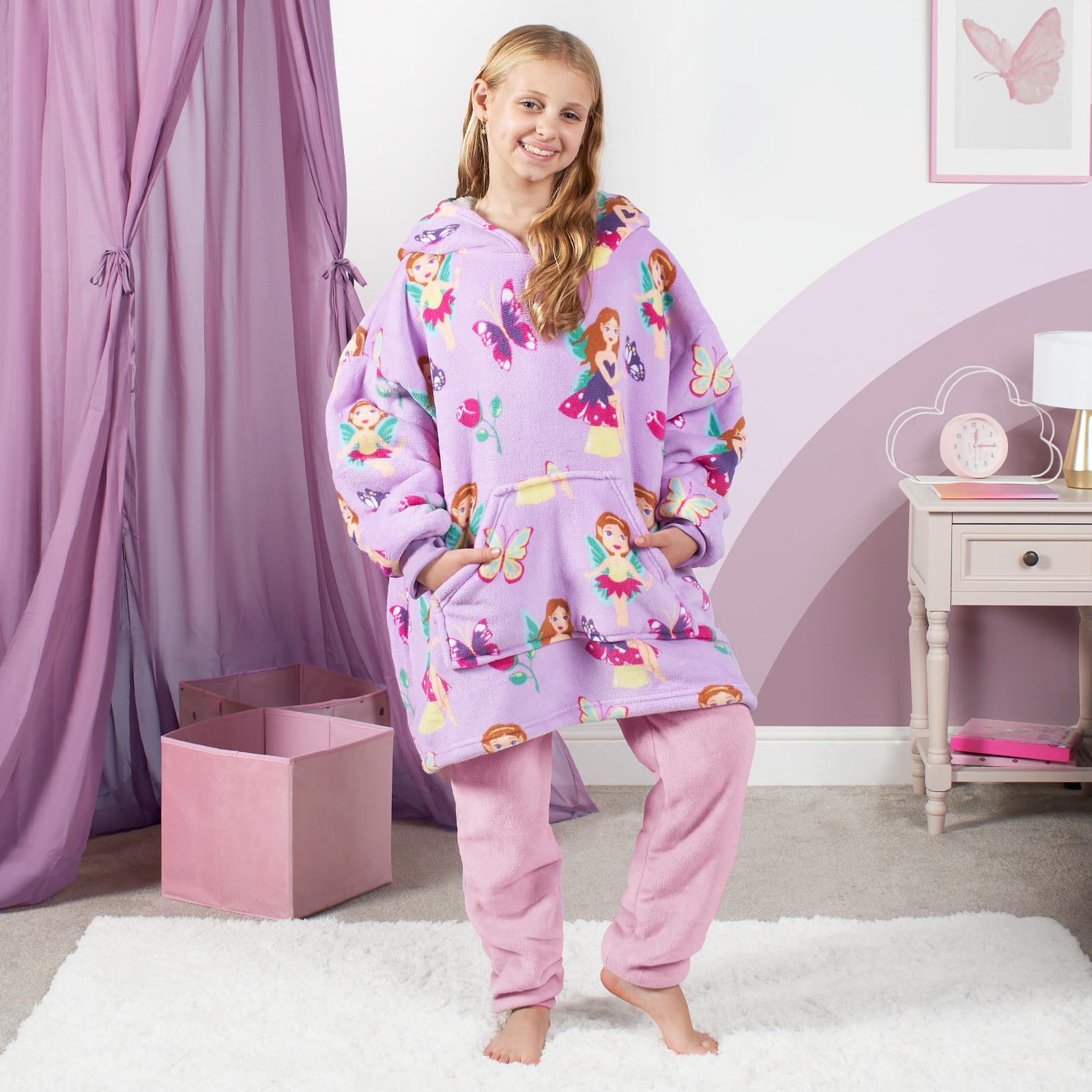 Kids Hoodie Blanket Oversized Sherpa Fleece Jumper Sweatshirt Soft Warm Throw - Picture 53 of 169