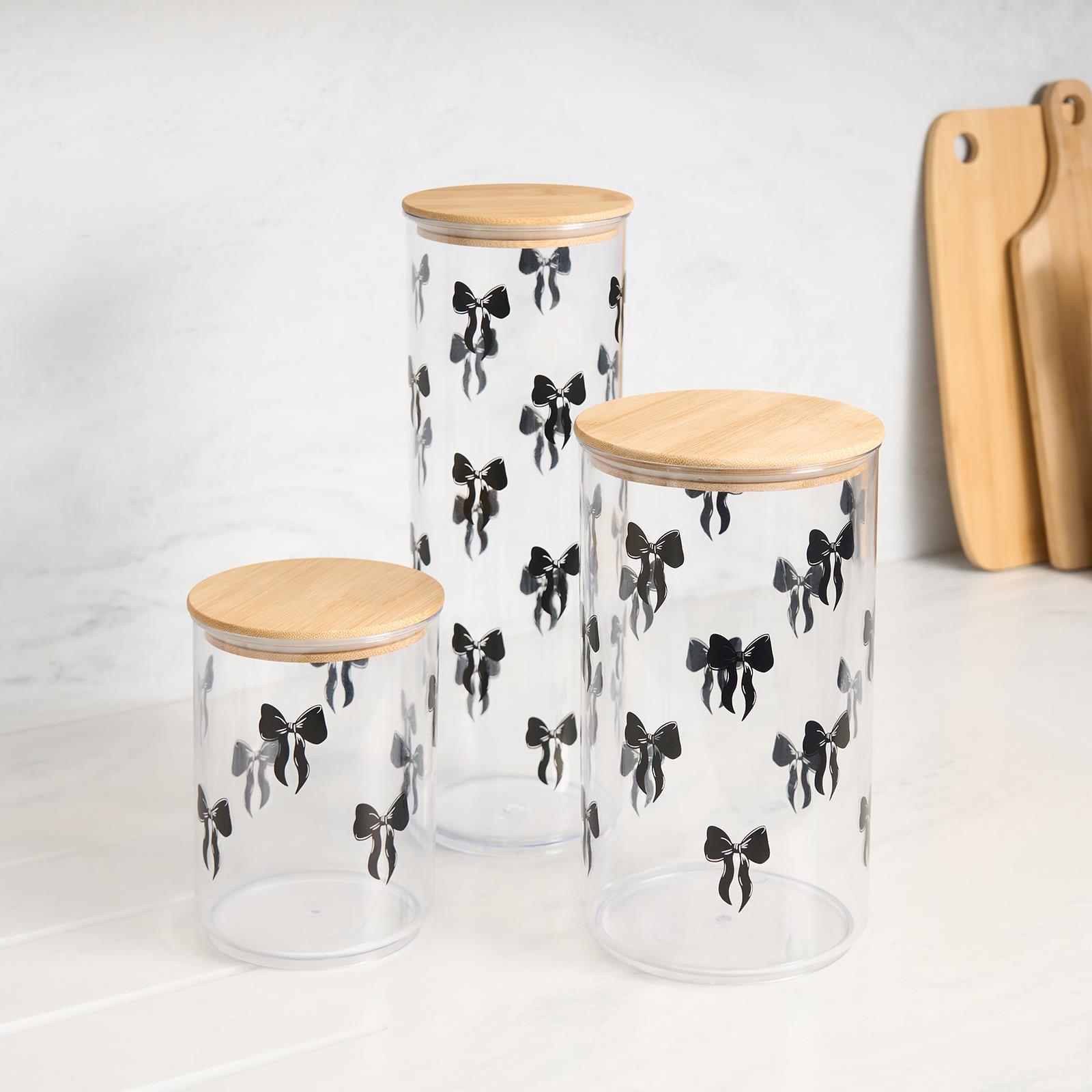 OHS Bows Food Container Airtight Bamboo Lid BPA-Free Plastic Kitchen Storage Jar