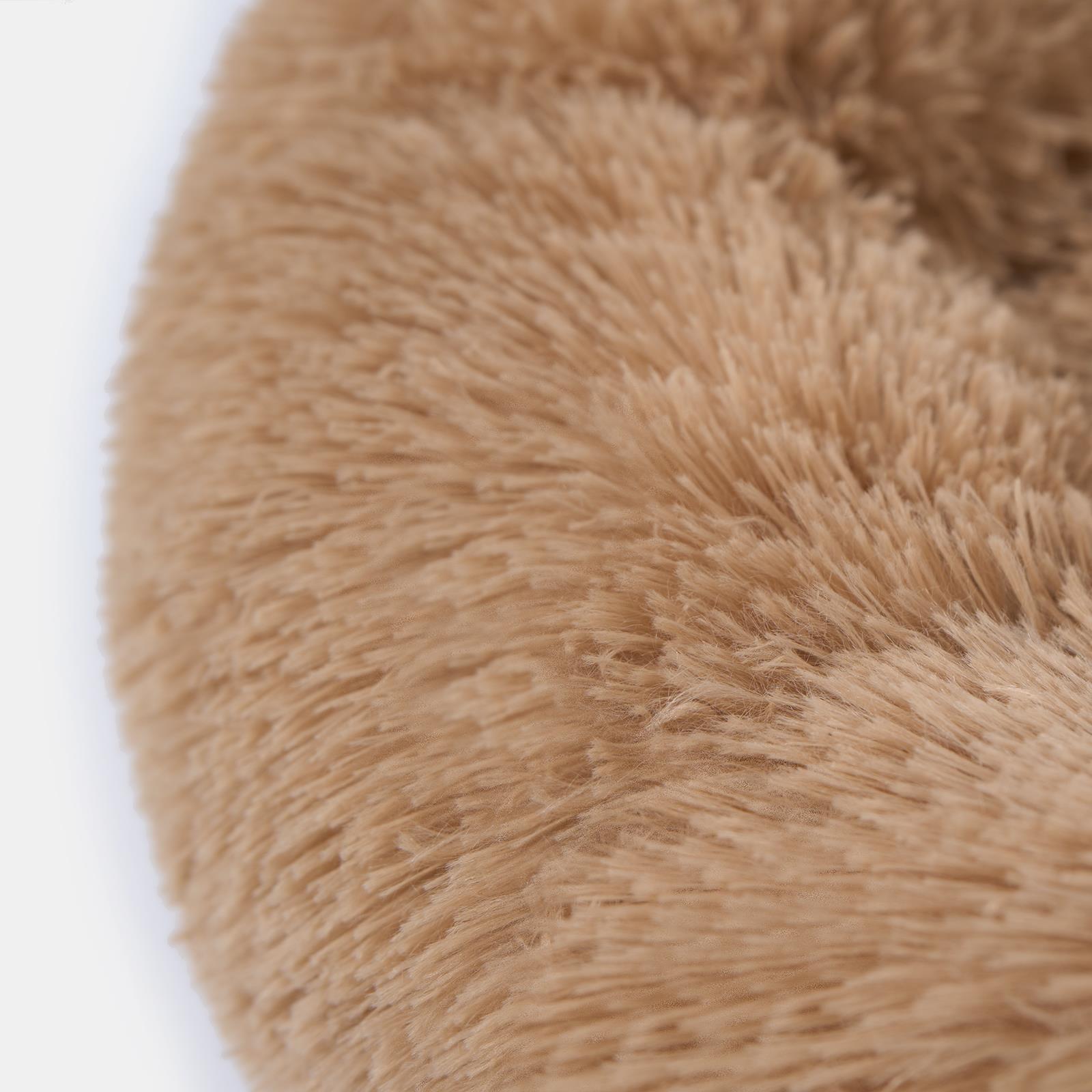 OHS Pet Bed Calming Fluffy Plush Fleece Dog Anti Anxiety Round Donut Washable
