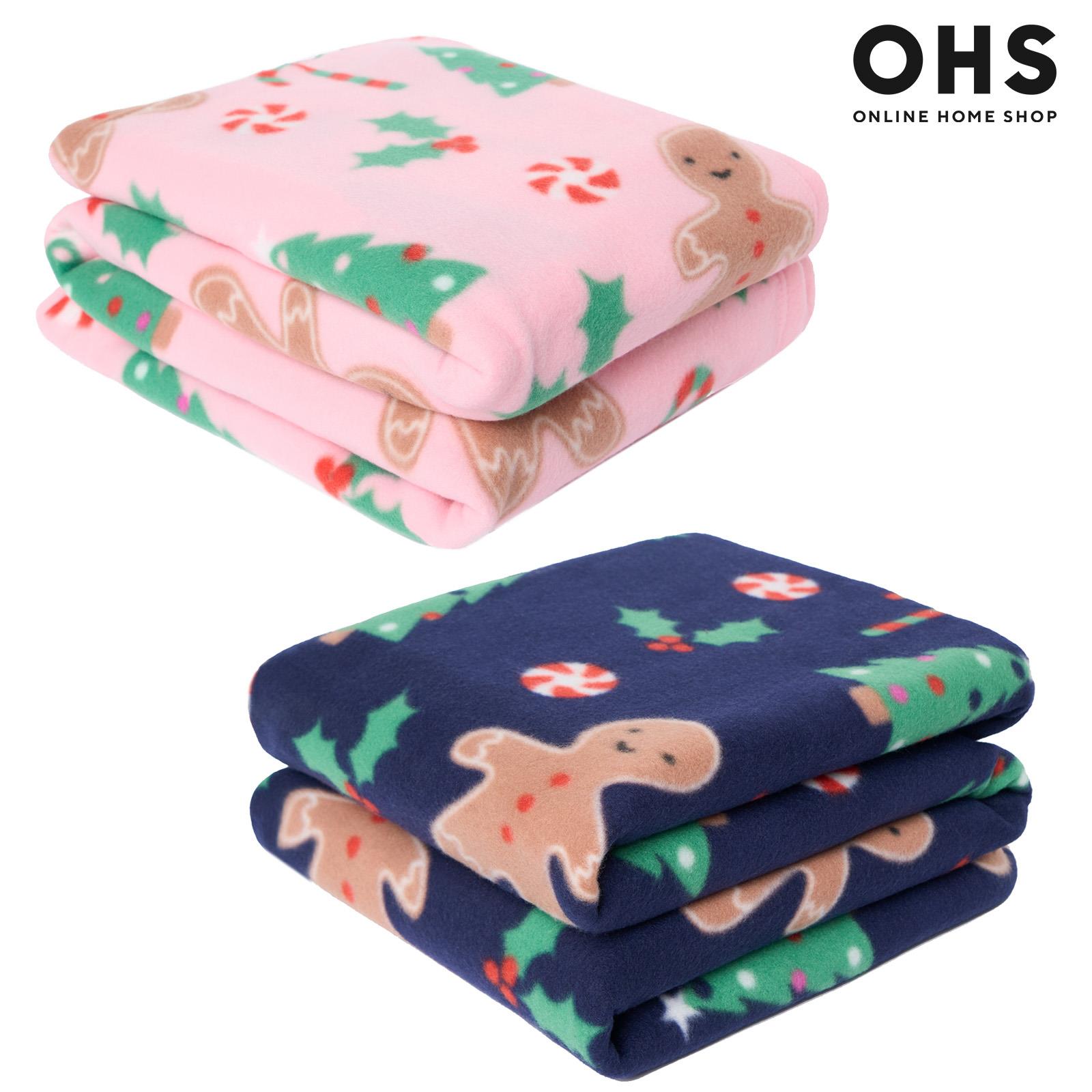 OHS Xmas Throw Blanket Gingerbread Man Soft Warm Travel Foldable Blanket