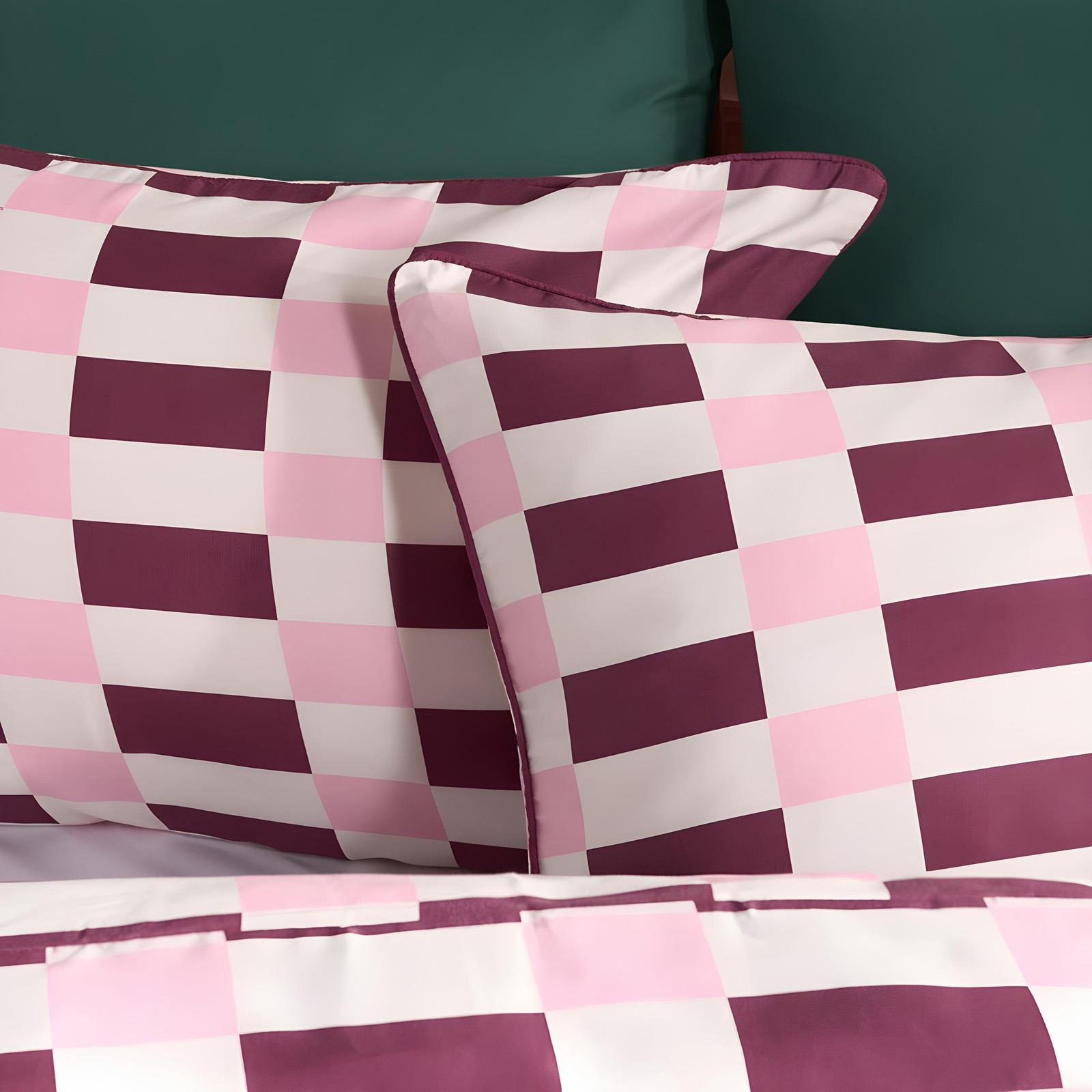 OHS Checkerboard Print Bedding Set Microfibre Duvet Cover with Pillowcase