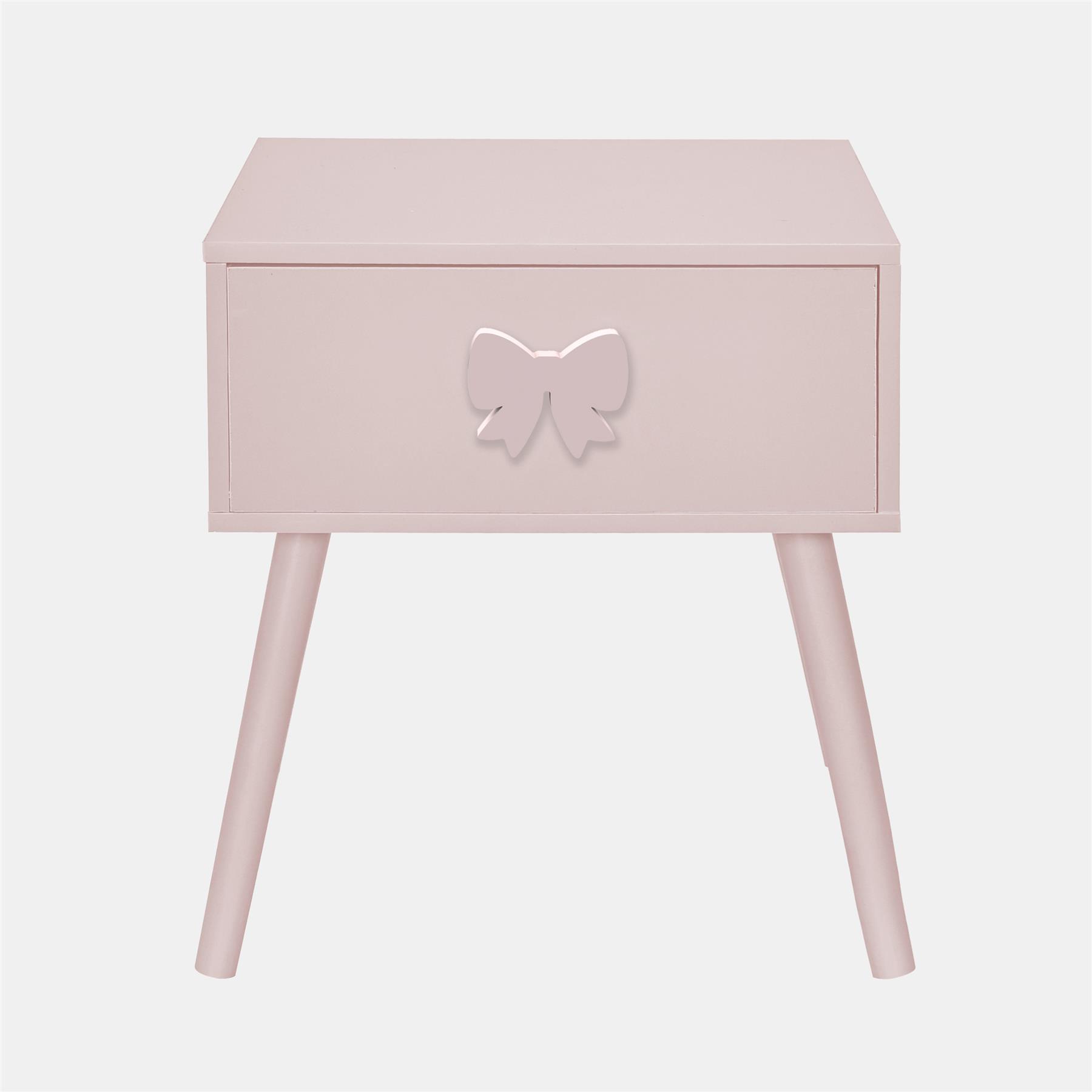 OHS Bow Decor Bedside Wood Nightstand 1 Drawer Storage Unit End Table Home Decor
