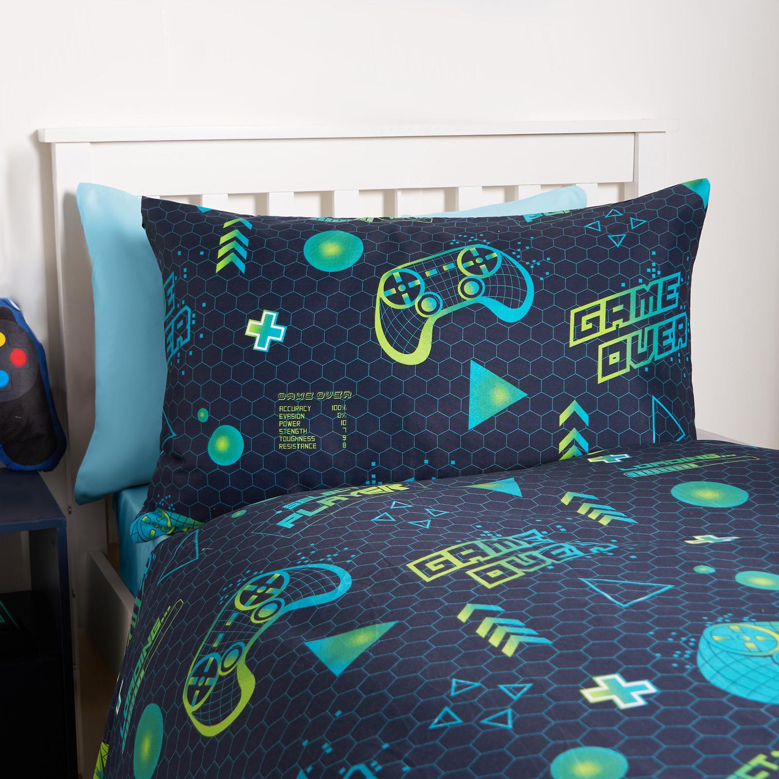 Gaming Duvet Cover Set Reversible Soft Quilt with Pillowcase Kids Bedding Single