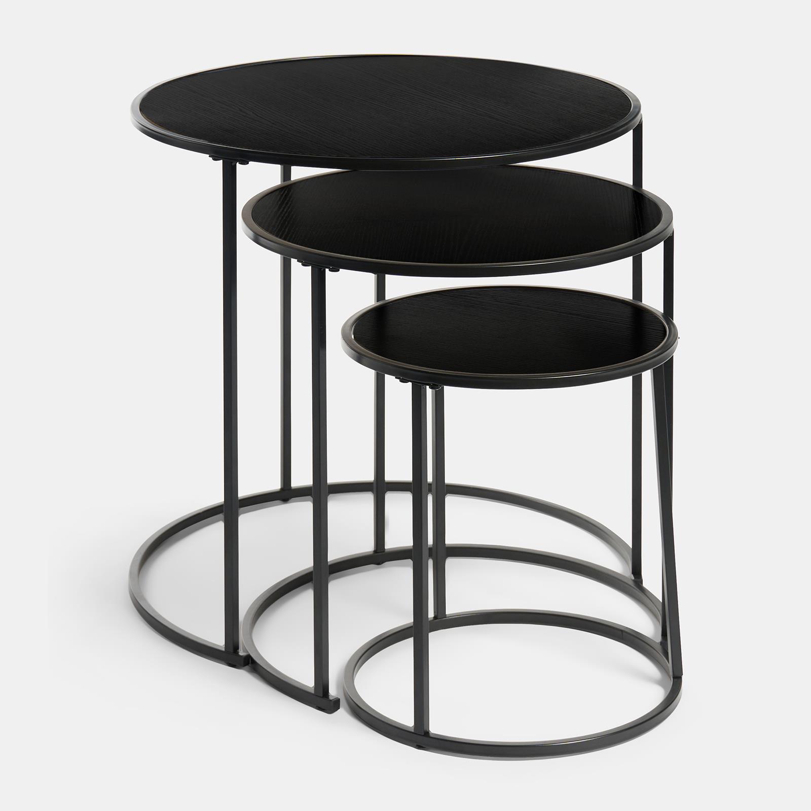 OHS Manhattan Nesting Table Stacking Coffee Side Wooden Effect Tables Set of 2/3