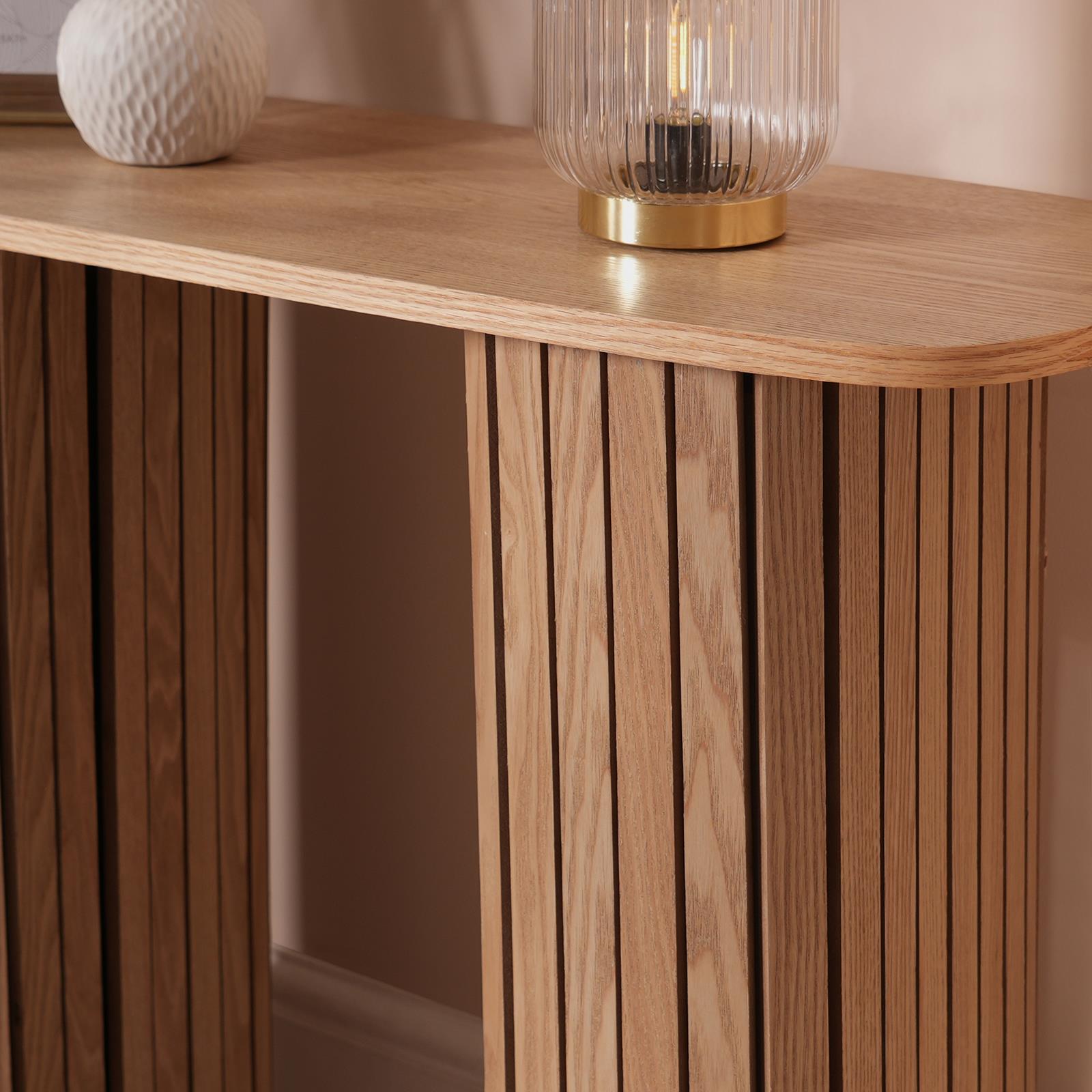 OHS Madison Console Table Ribbed Engineered Wood Entryway Display Unit Decor
