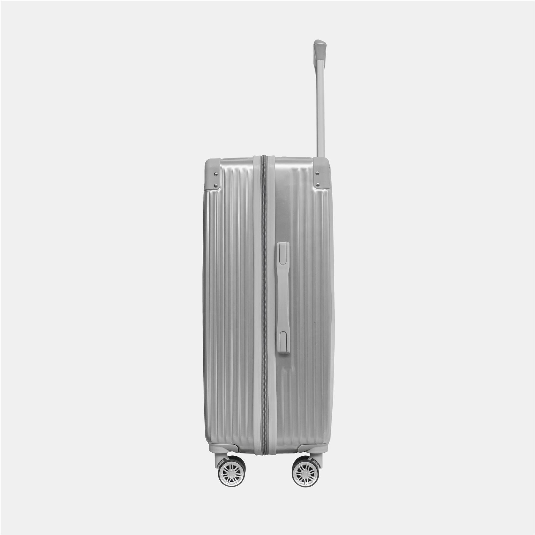 OHS Metallic Effect Suitcase Set 3-Piece Hard Shell Luggage 4 Wheel ABS