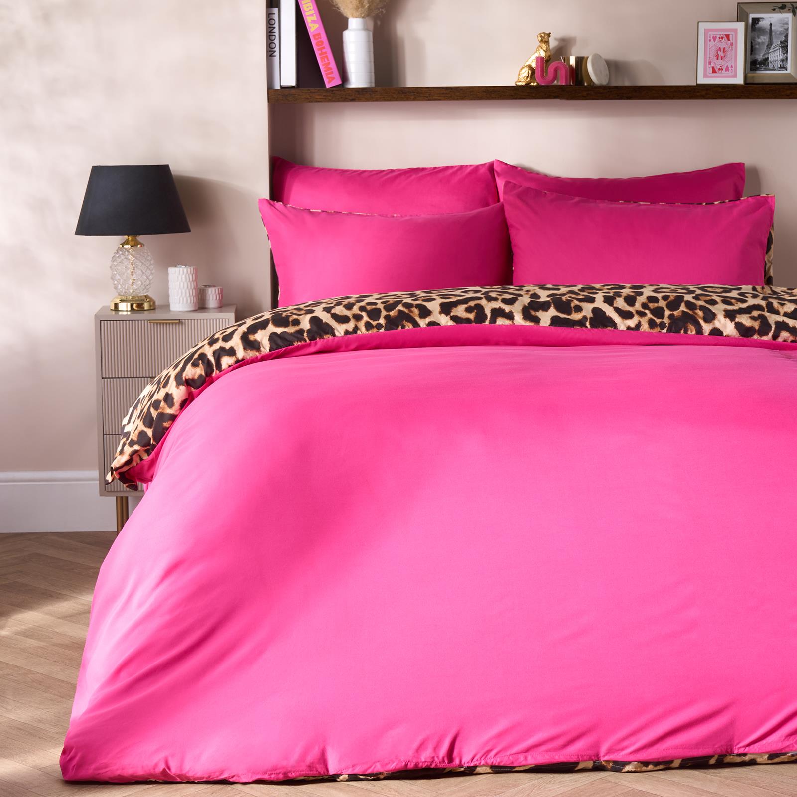 OHS Leopard Reversible Duvet Cover Microfibre Bedding Set with Pillowcase