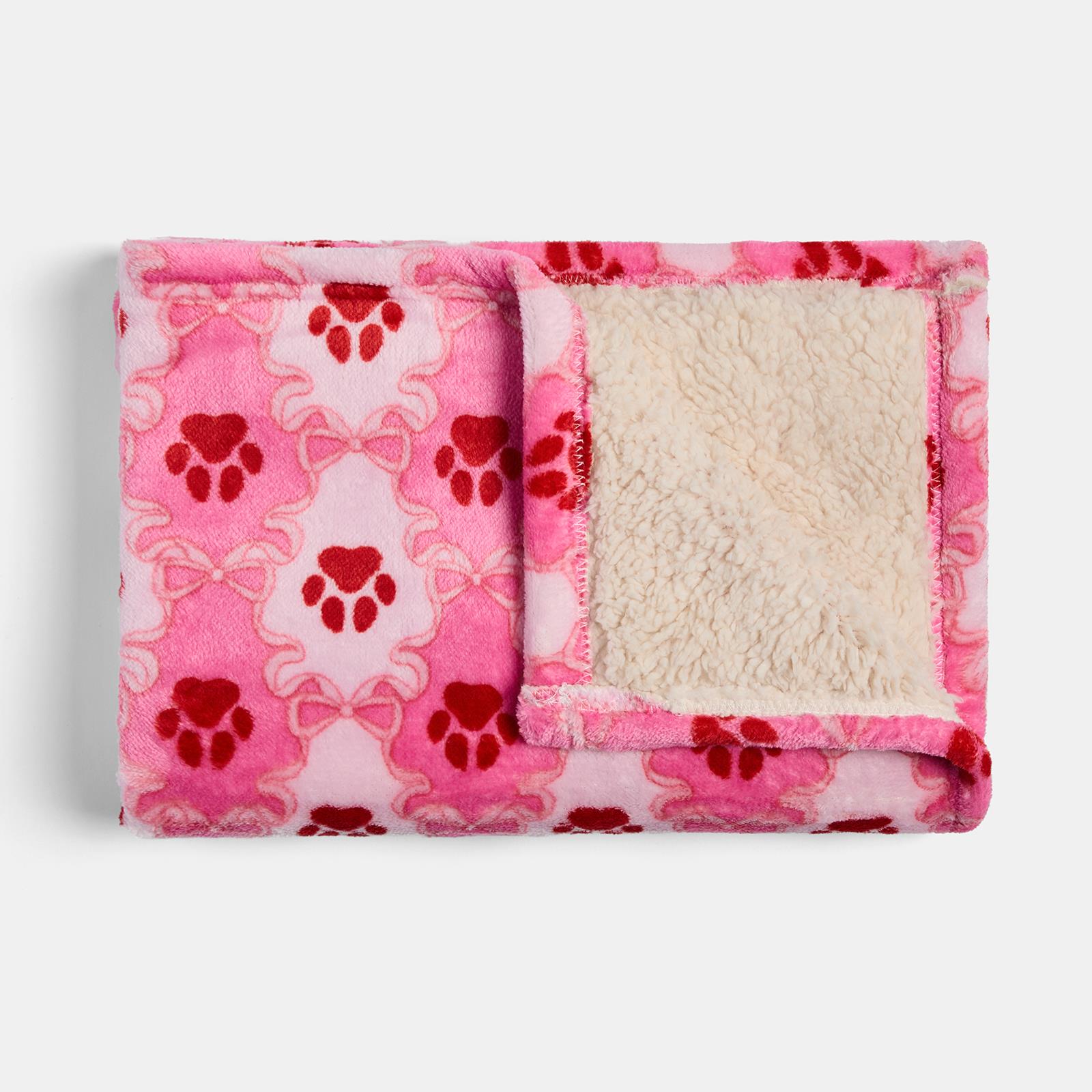 OHS Printed Pet Blanket Reversible Sherpa Fleece Dog Cats Thermal Calming Throw