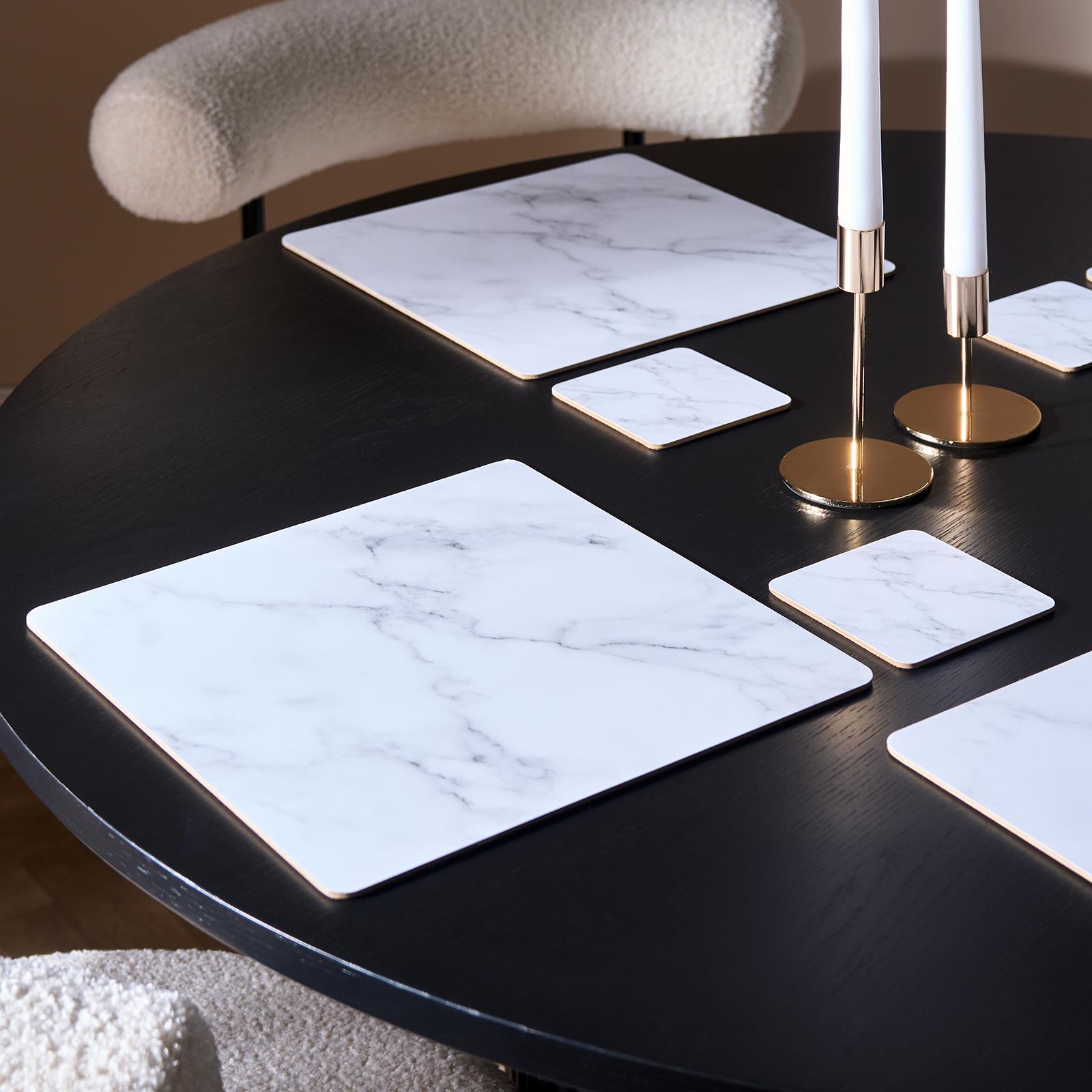 OHS Marble Effect Placemat Coaster 4 Set Luxury Table Mats Home Decor