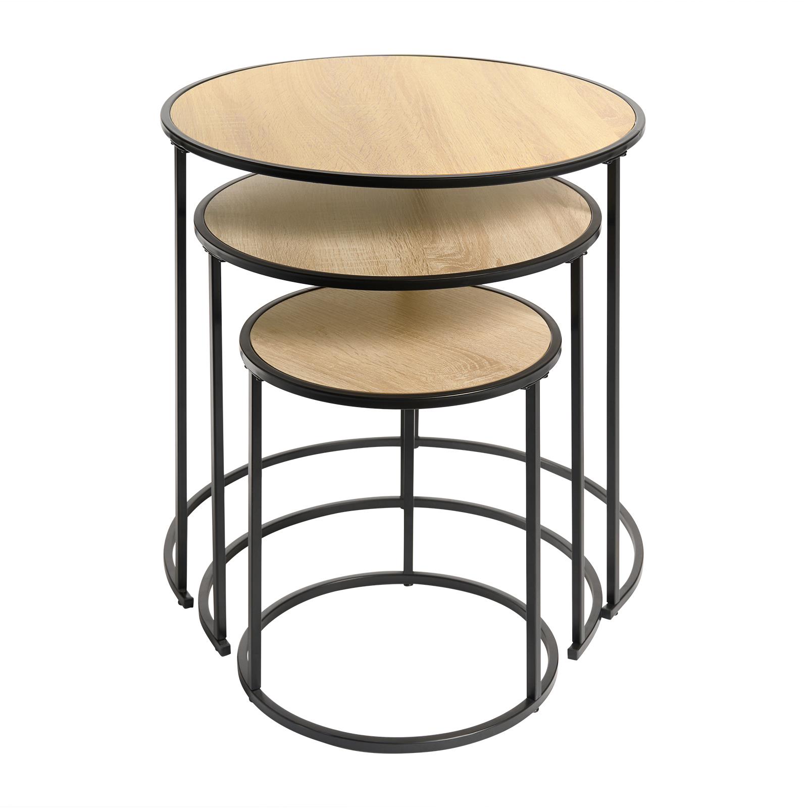 OHS Manhattan Nesting Table Stacking Coffee Side Wooden Effect Tables Set of 2/3