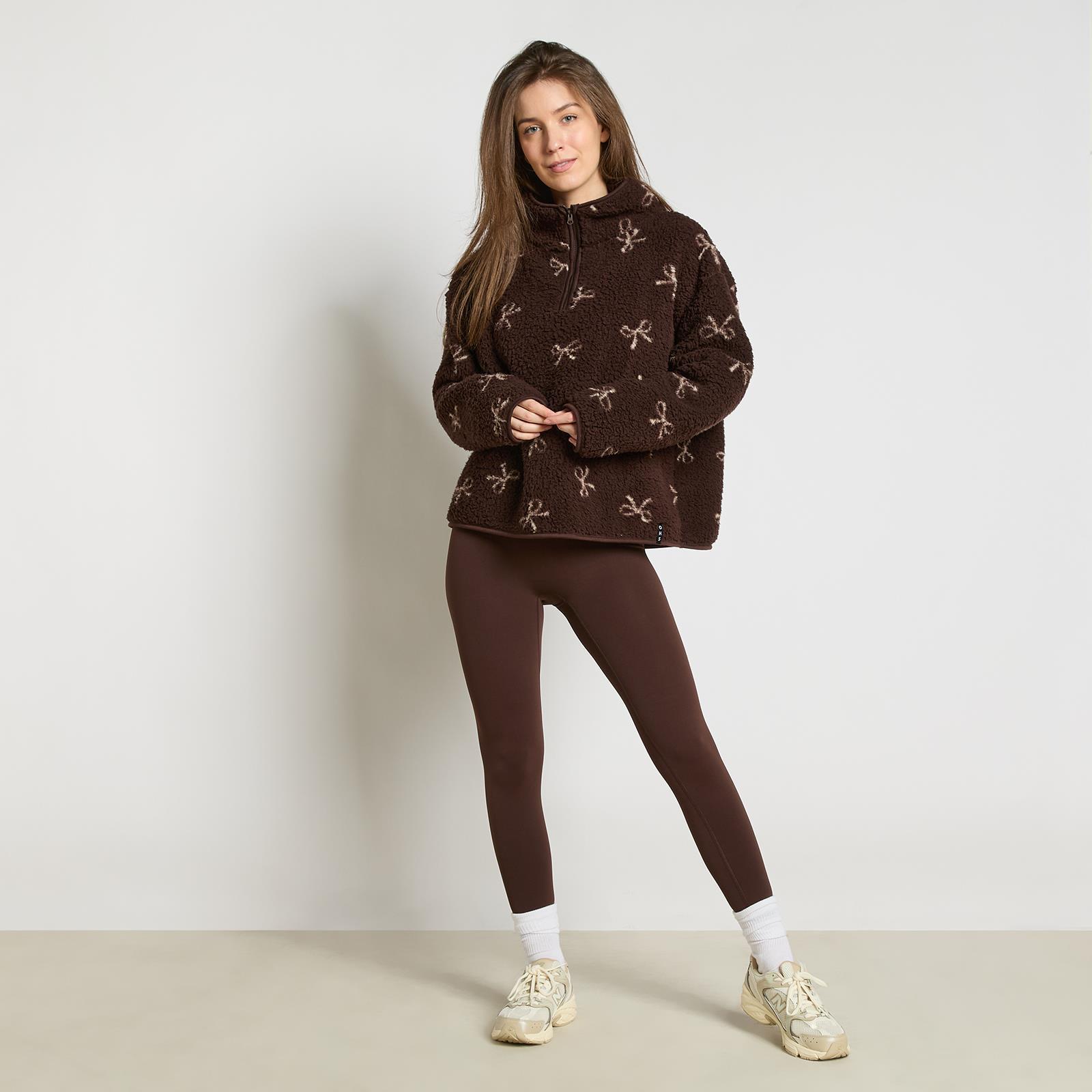 OHS Bows Half Zip Hoodie Teddy Fleece Winter Thermal Jumper Pullover Sweatshirt