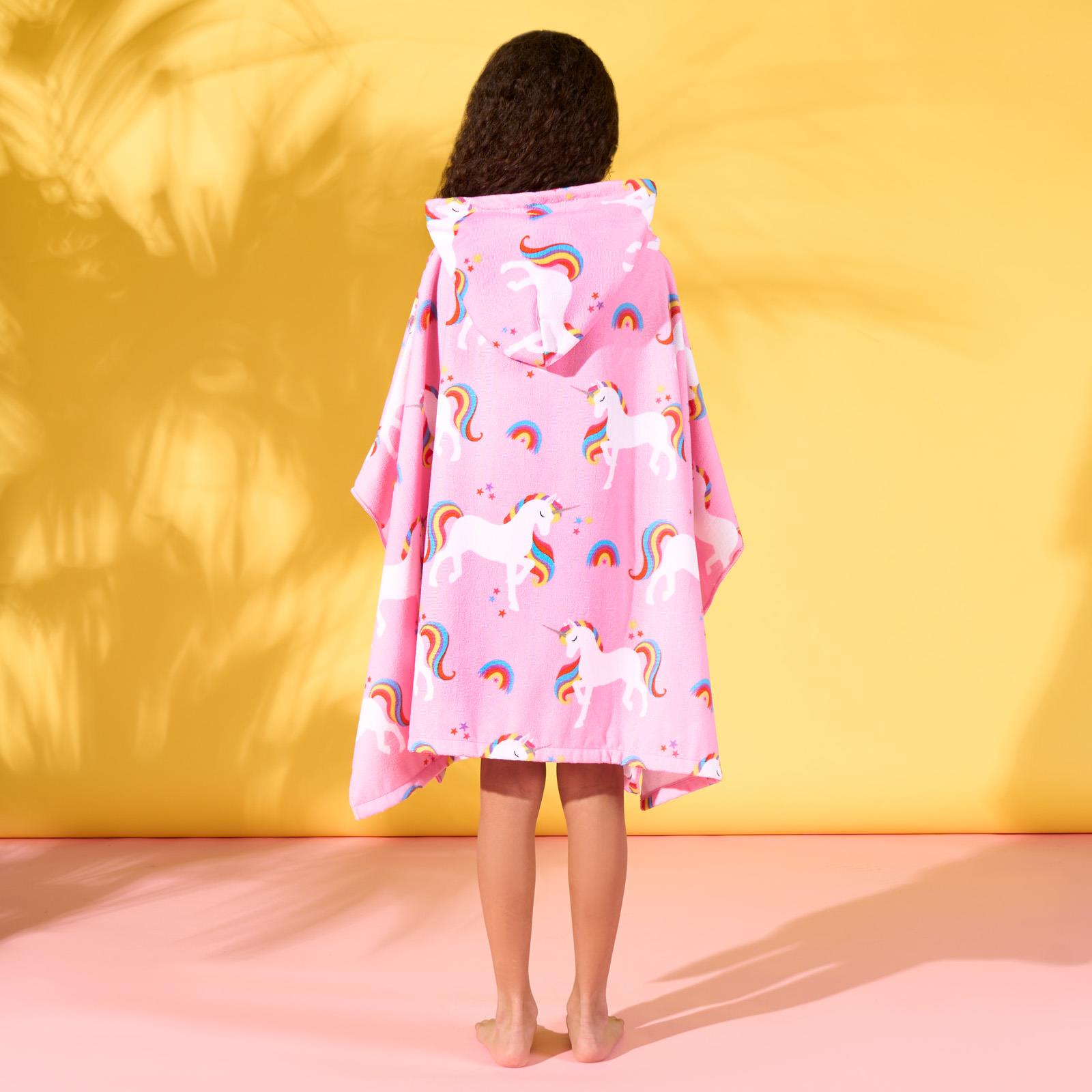 Kids Poncho Beach Towel Hooded Quick Dry Microfibre Holiday Swimming Absorbent - Picture 133 of 139