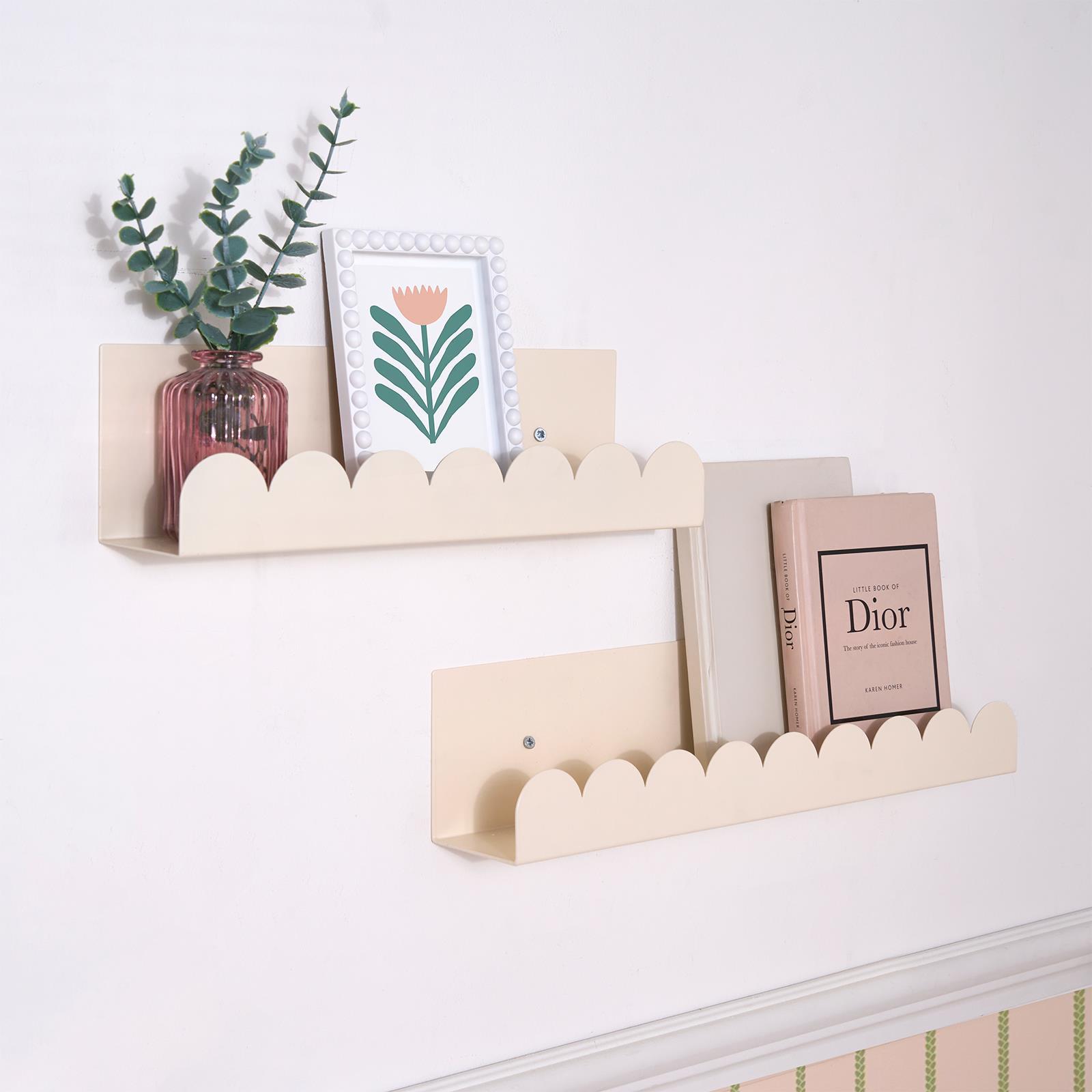OHS Scallop Shelf Wall Mounted Storage Space Saving Modern Bedroom Home Decor