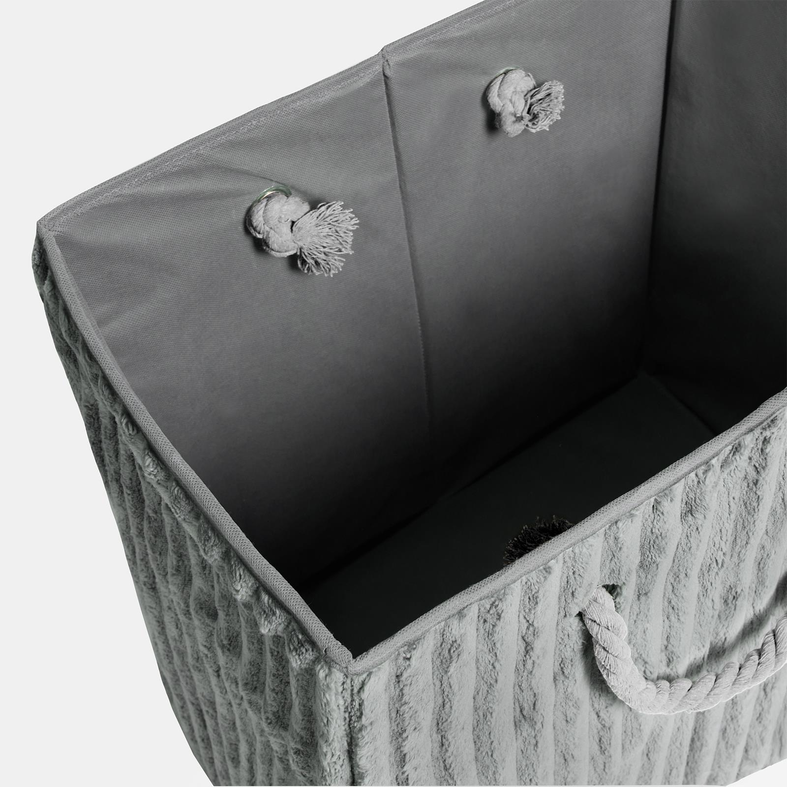 OHS Ribbed Laundry Basket with Lid Foldable Hamper Bag Washing Bin Storage