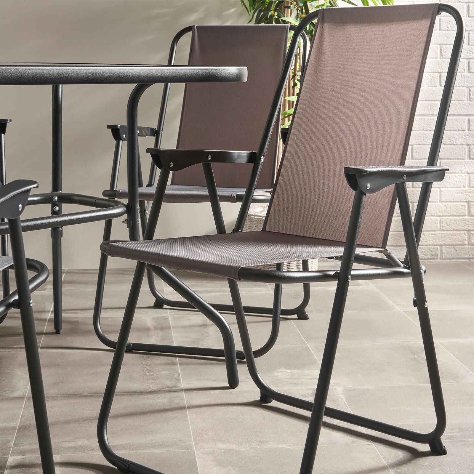 OHS 8 Piece Patio Set Foldable Table Chairs Parasol Outdoor Garden Furniture