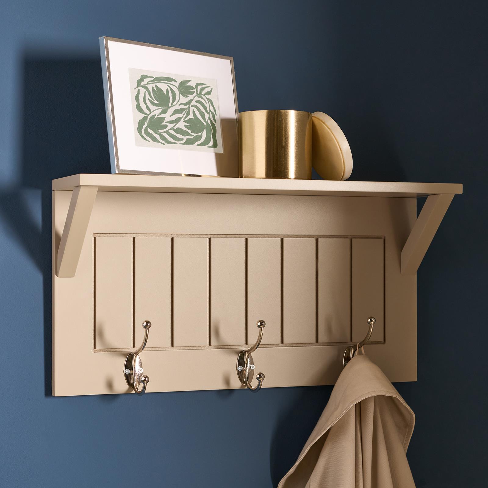 OHS Coat Rack Wall Mounted Shelf Engineered Wood Floating Display Unit