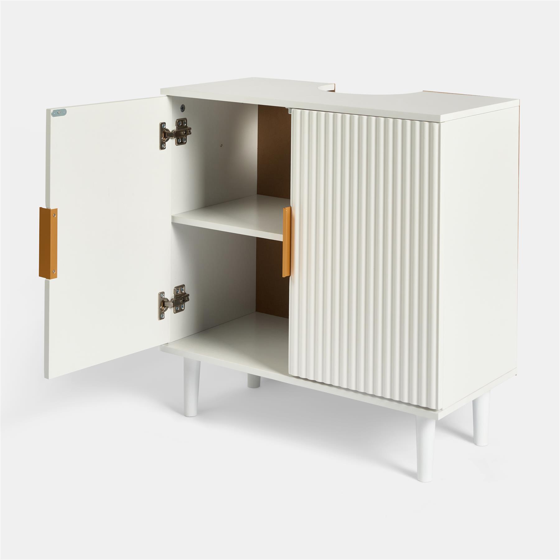OHS Under Sink Bathroom Cabinet Ribbed Engineered Wood Storage Organiser