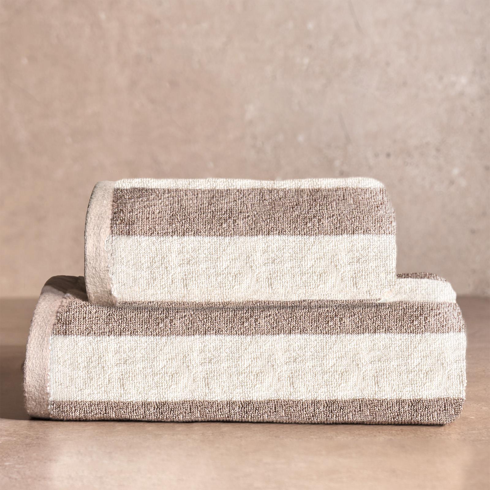 OHS Stripe 100% Cotton Bath Hand Towel Hotel Luxury Shower Soft Absorbent