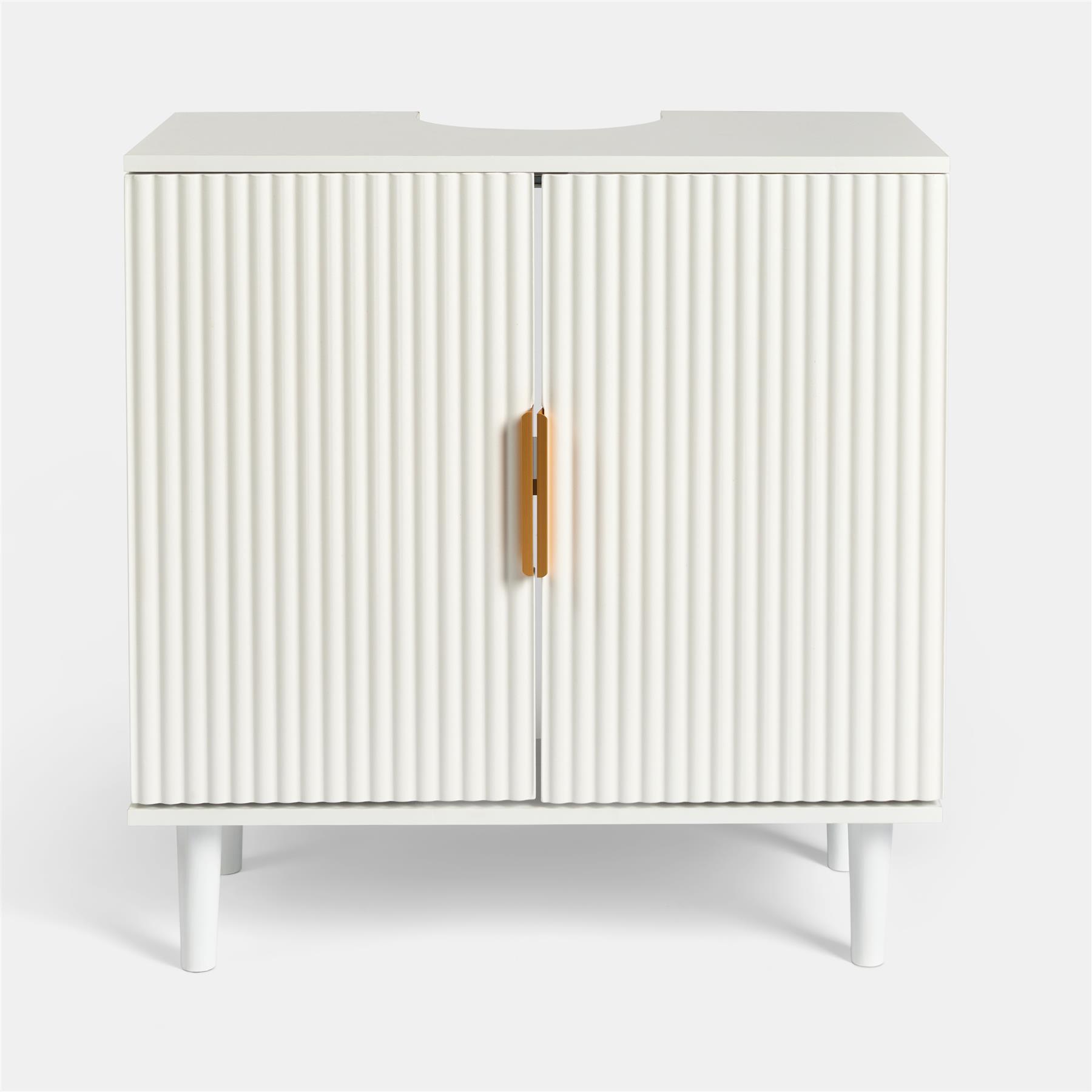 OHS Under Sink Bathroom Cabinet Ribbed Engineered Wood Storage Organiser