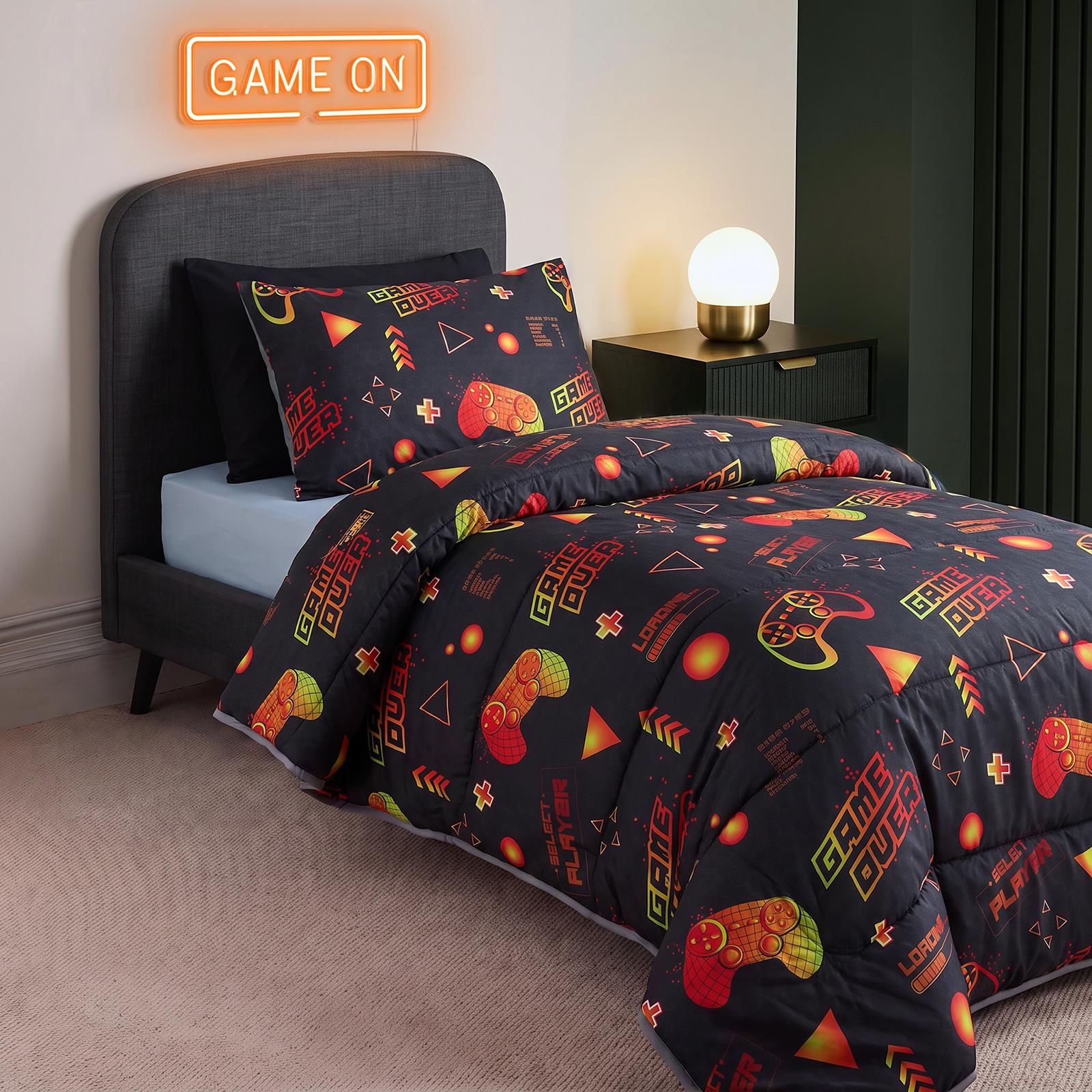 OHS Coverless 10.5 Tog Kids Gaming Duvet Pillowcase Quilt Bedding Set