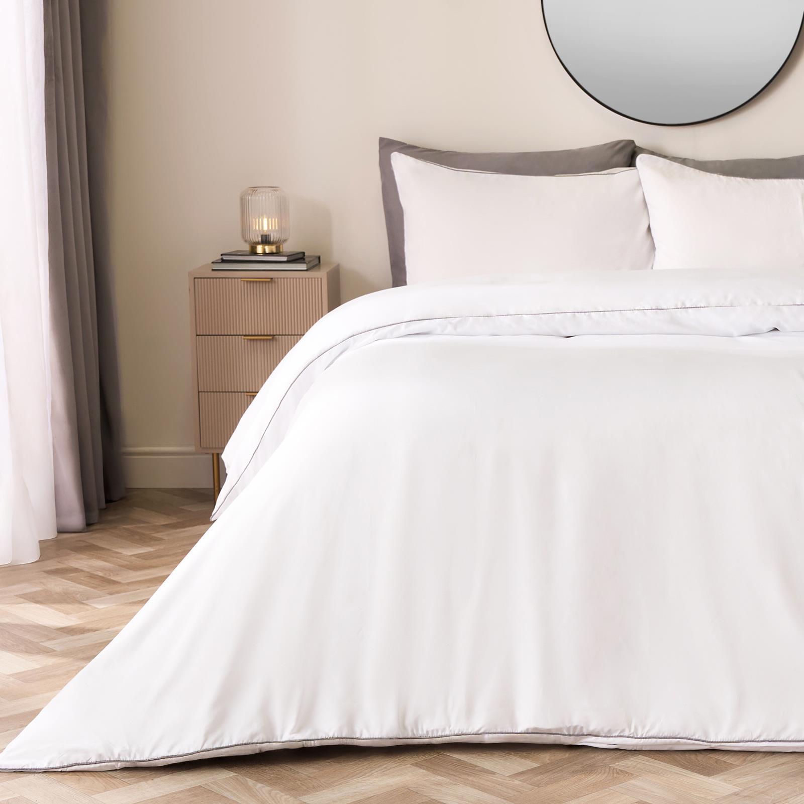 OHS Piped Edge Duvet Cover Set Soft Quilt Pillowcase Bedding Double King Size
