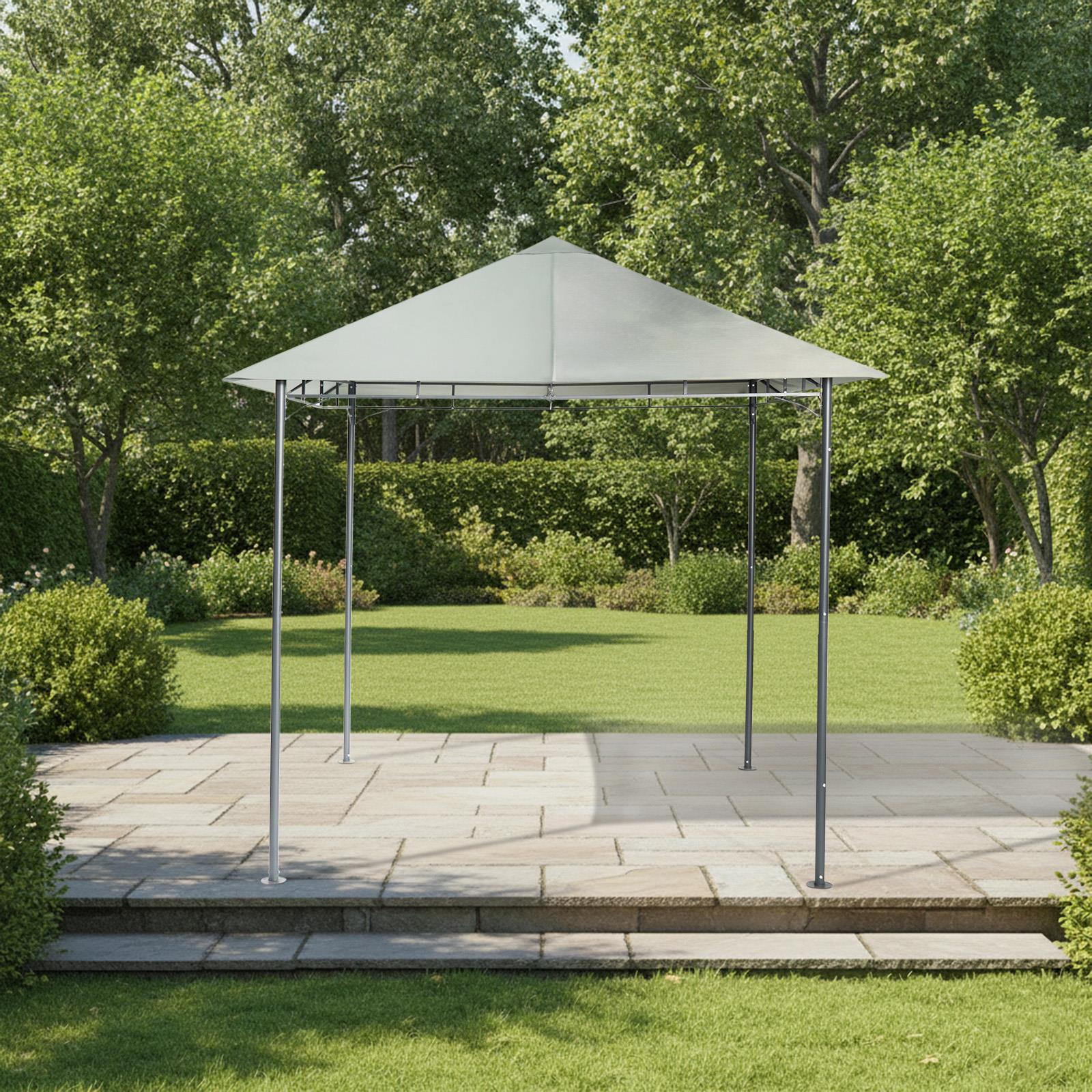 OHS Metal Garden Gazebo with Curtains Outdoor Party Tent Canopy Waterproof